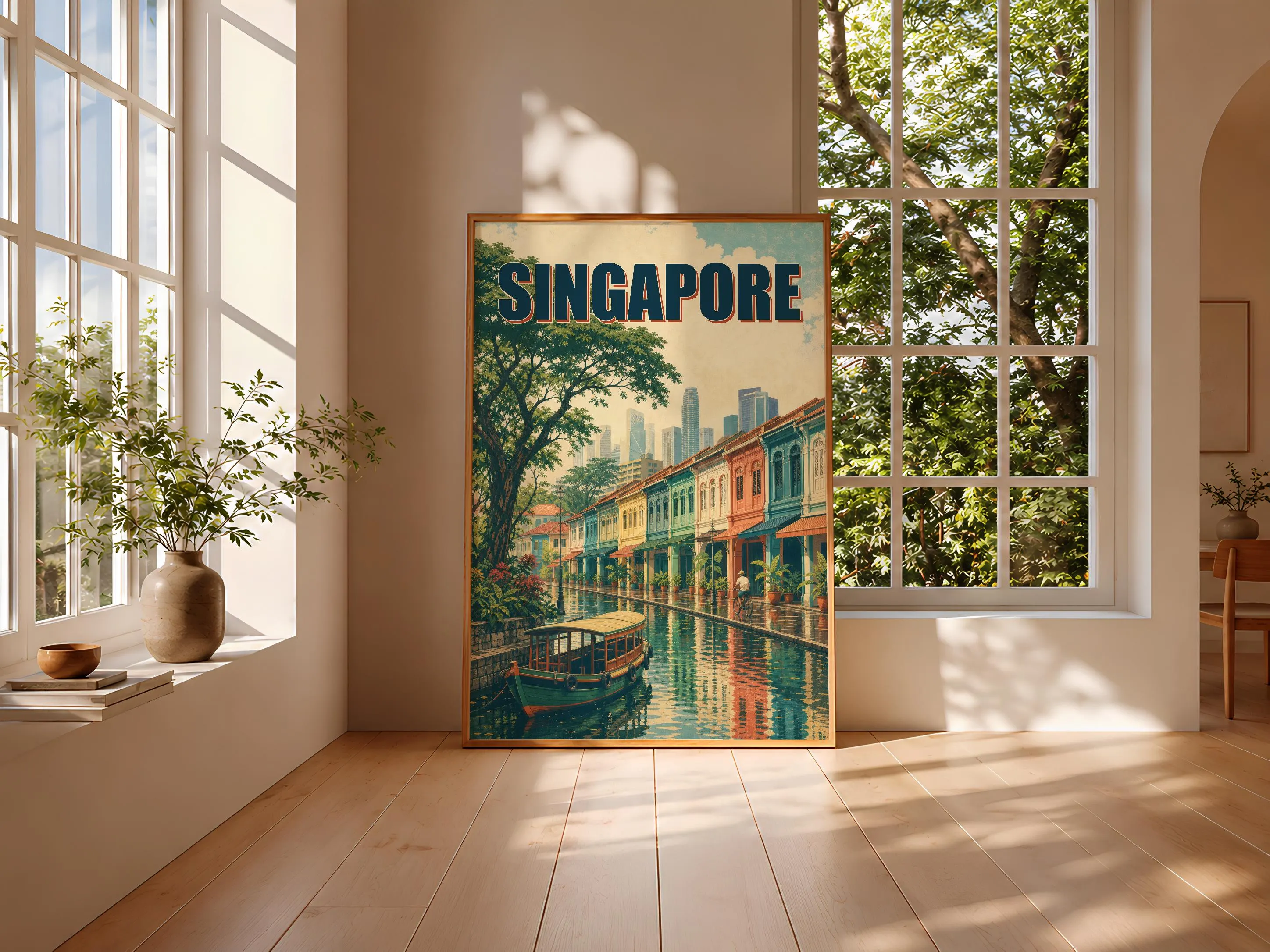 Singapore Travel Poster Print, Vintage Skyline Wall Art, Bold Typography Poster, City Name Wall Decor, Housewarming Gift – Calm Wall Art by Artsify thumbnail 3