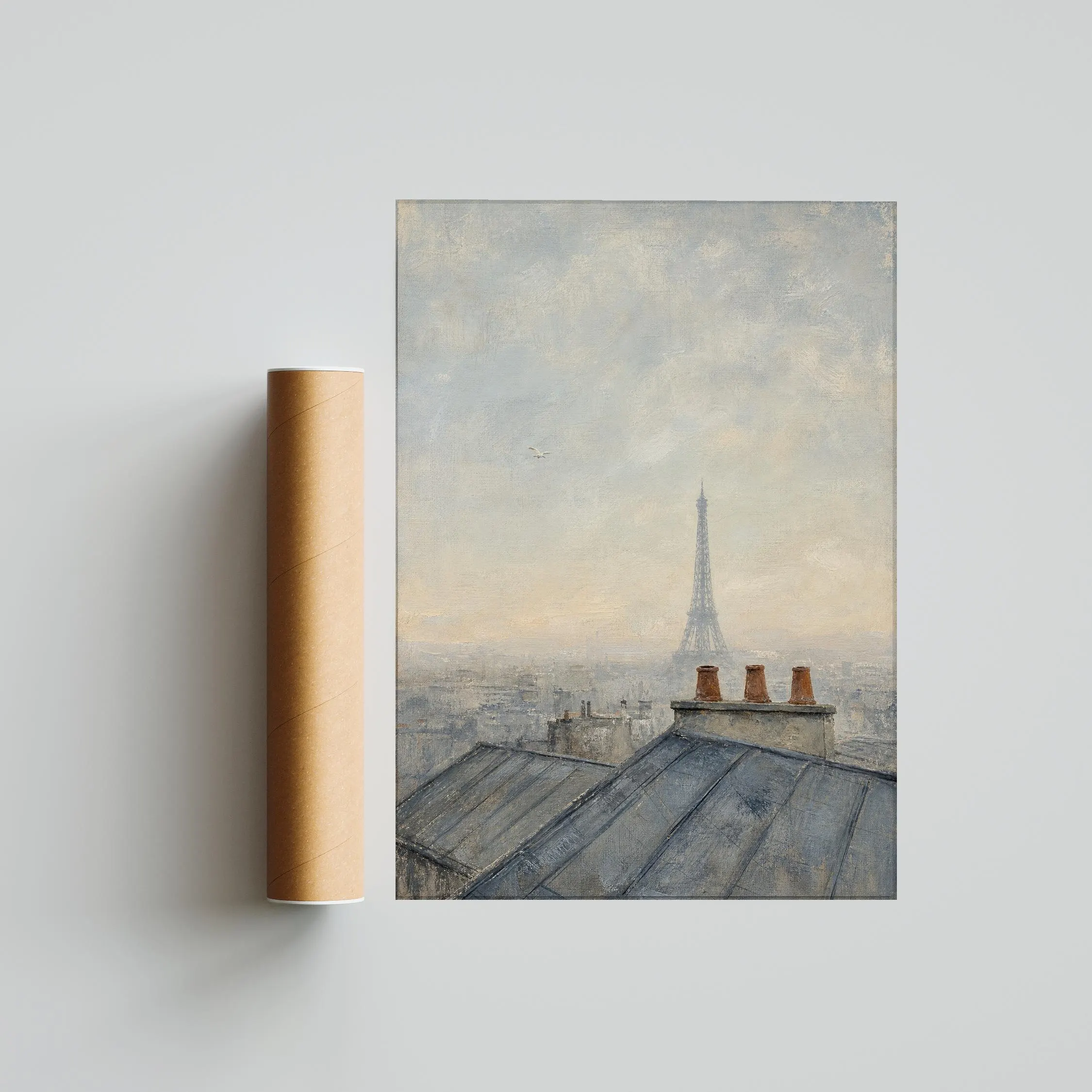 Paris Rooftop Painting Print, Eiffel Tower Wall Art, Vintage Cityscape Poster, French Wall Decor, Housewarming Gift – Calm Wall Art by Artsify thumbnail 5
