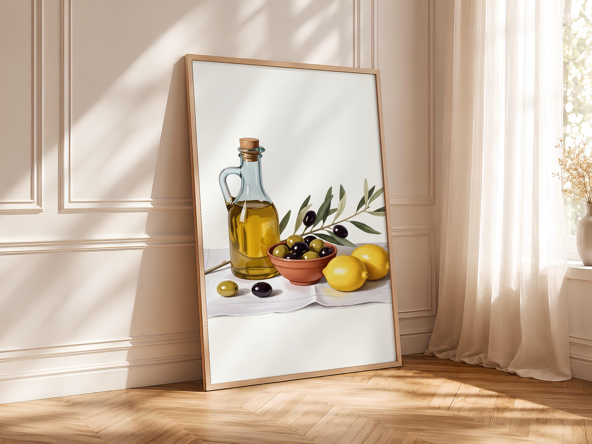 Mediterranean Olive Print, Olive Oil Still Life Poster, Rustic Kitchen Wall Art, Mediterranean Decor, Housewarming Gift – Calm Wall Art by Artsify thumbnail 4