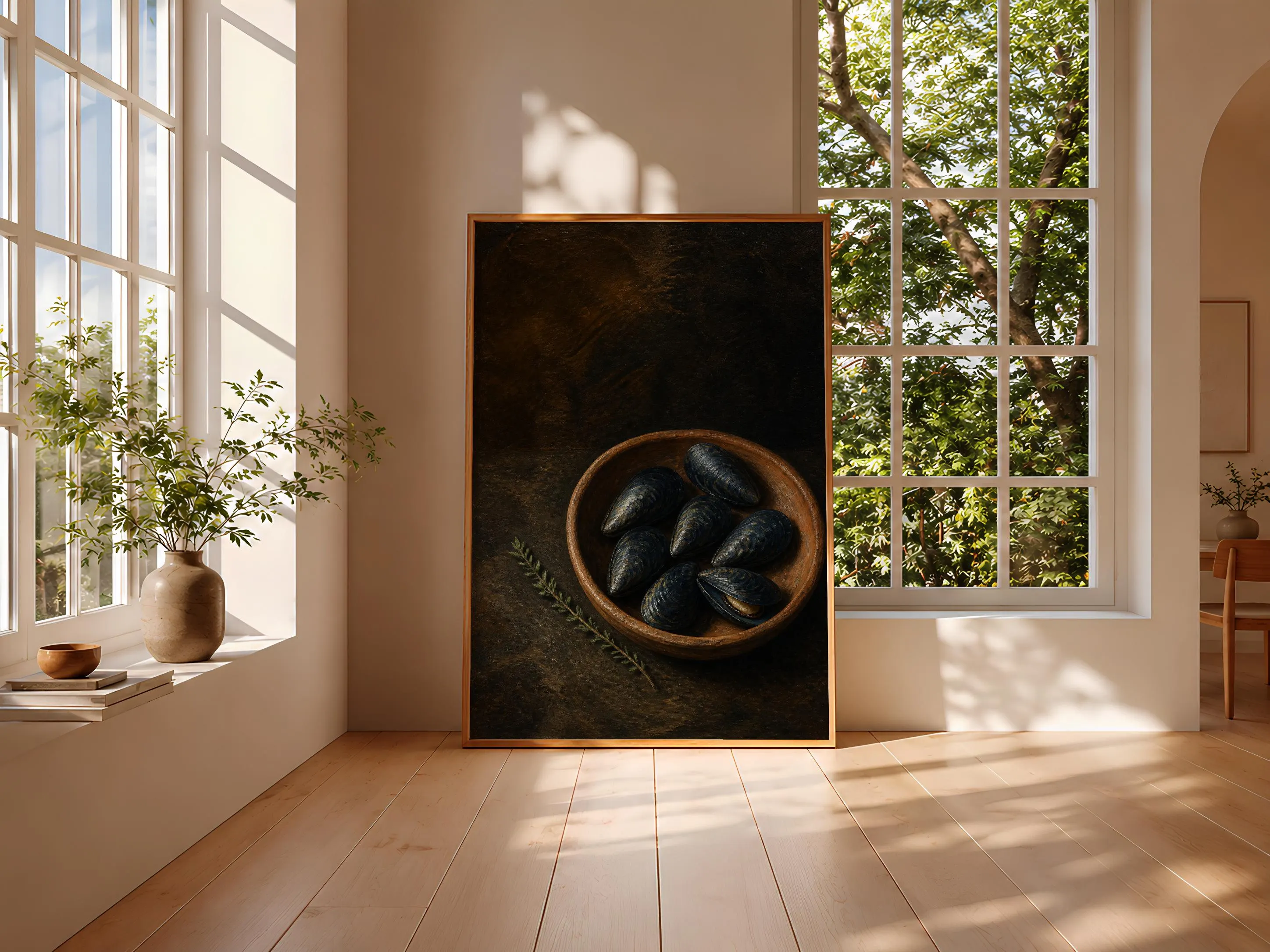Mussel Still Life Print, Vintage Oil Painting Wall Art, Coastal Kitchen Poster, Housewarming Gift – Calm Wall Art by Artsify thumbnail 3