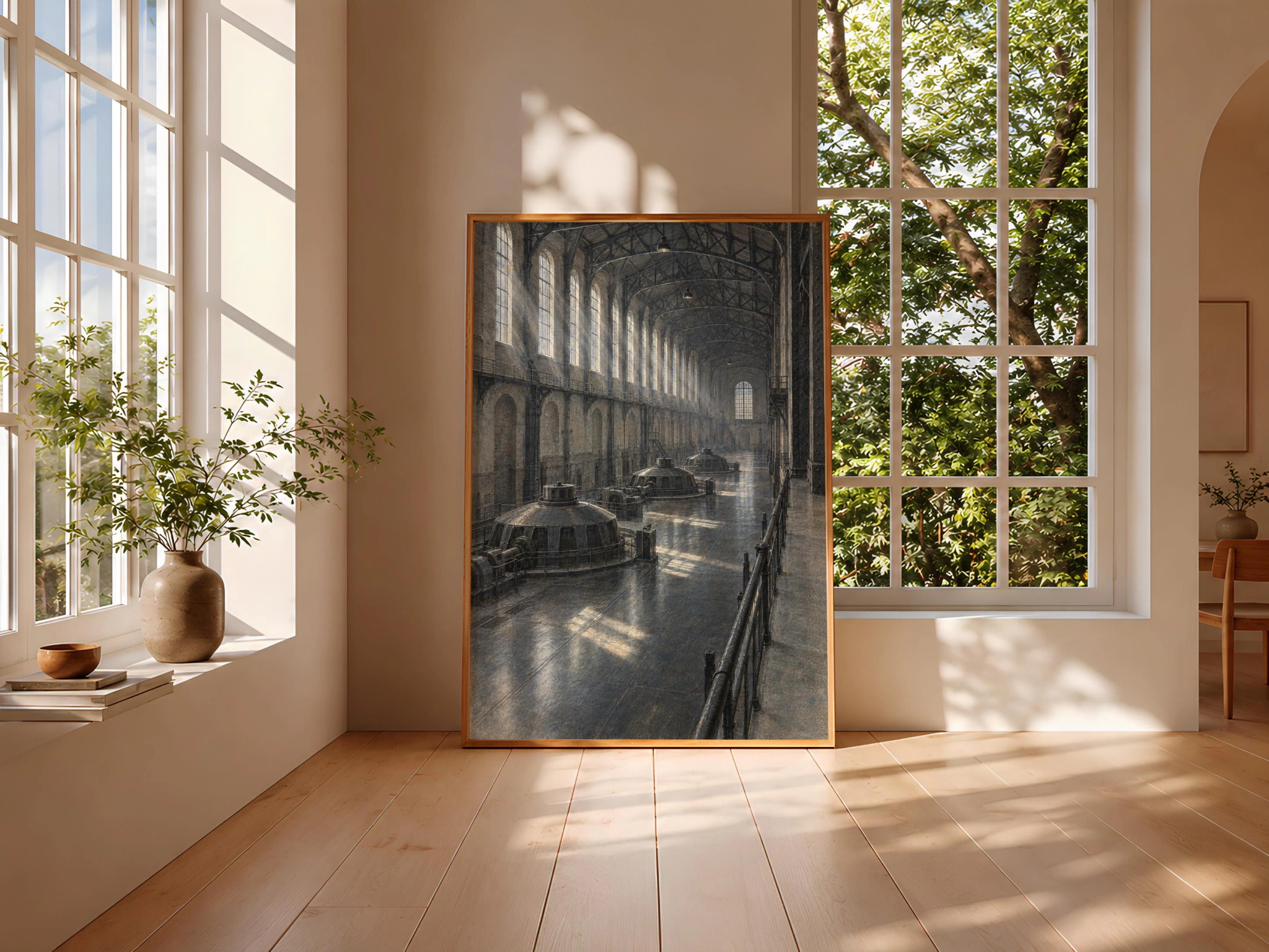 Turbine Hall Wall Art, Historic Industrial Interior Painting – Calm Wall Art by Artsify thumbnail 3