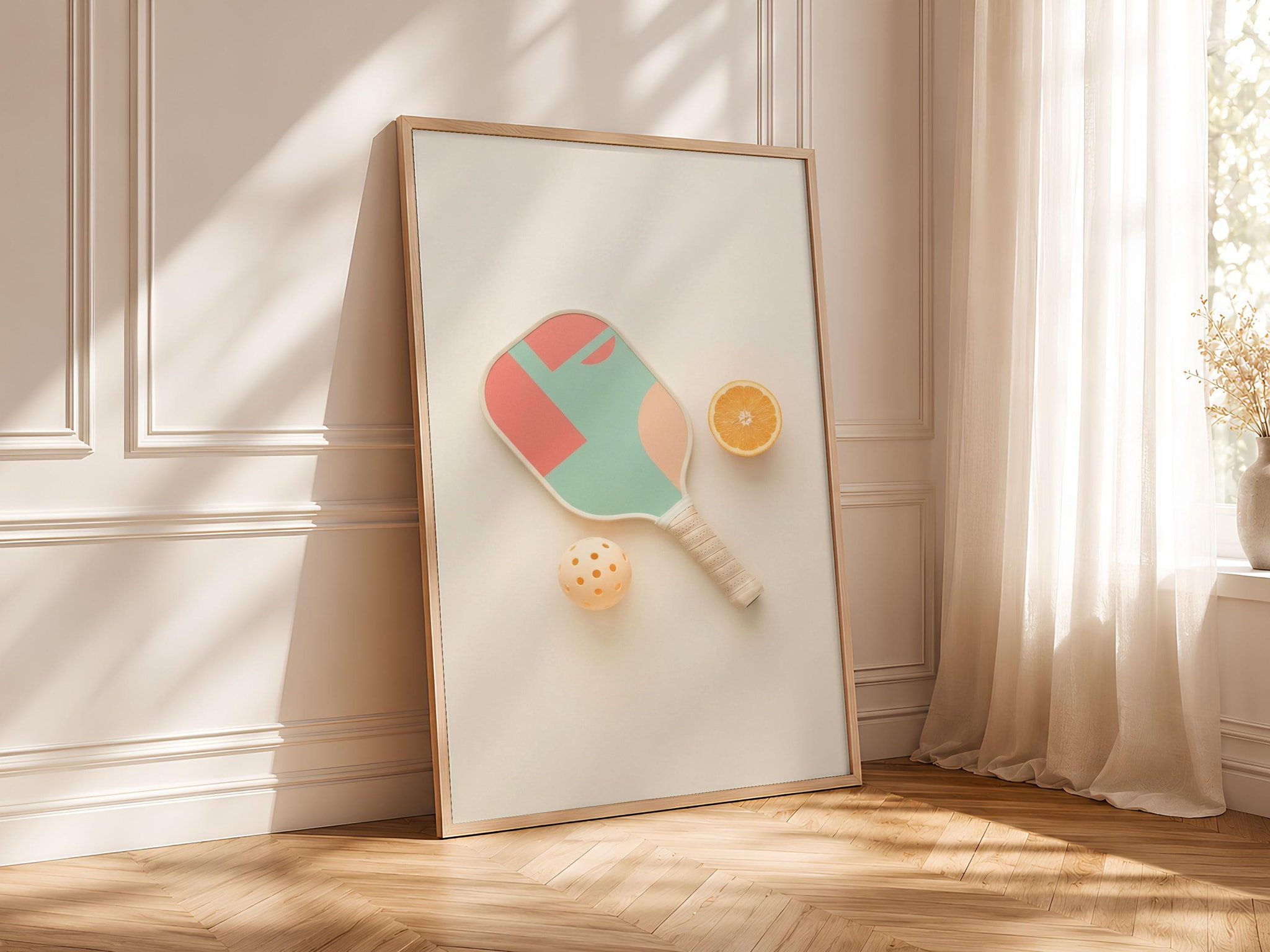 Pickleball Print, Preppy Japandi Poster, Coral Wall Art, Pickleball Gift, Housewarming Gift – Calm Wall Art by Artsify thumbnail 4