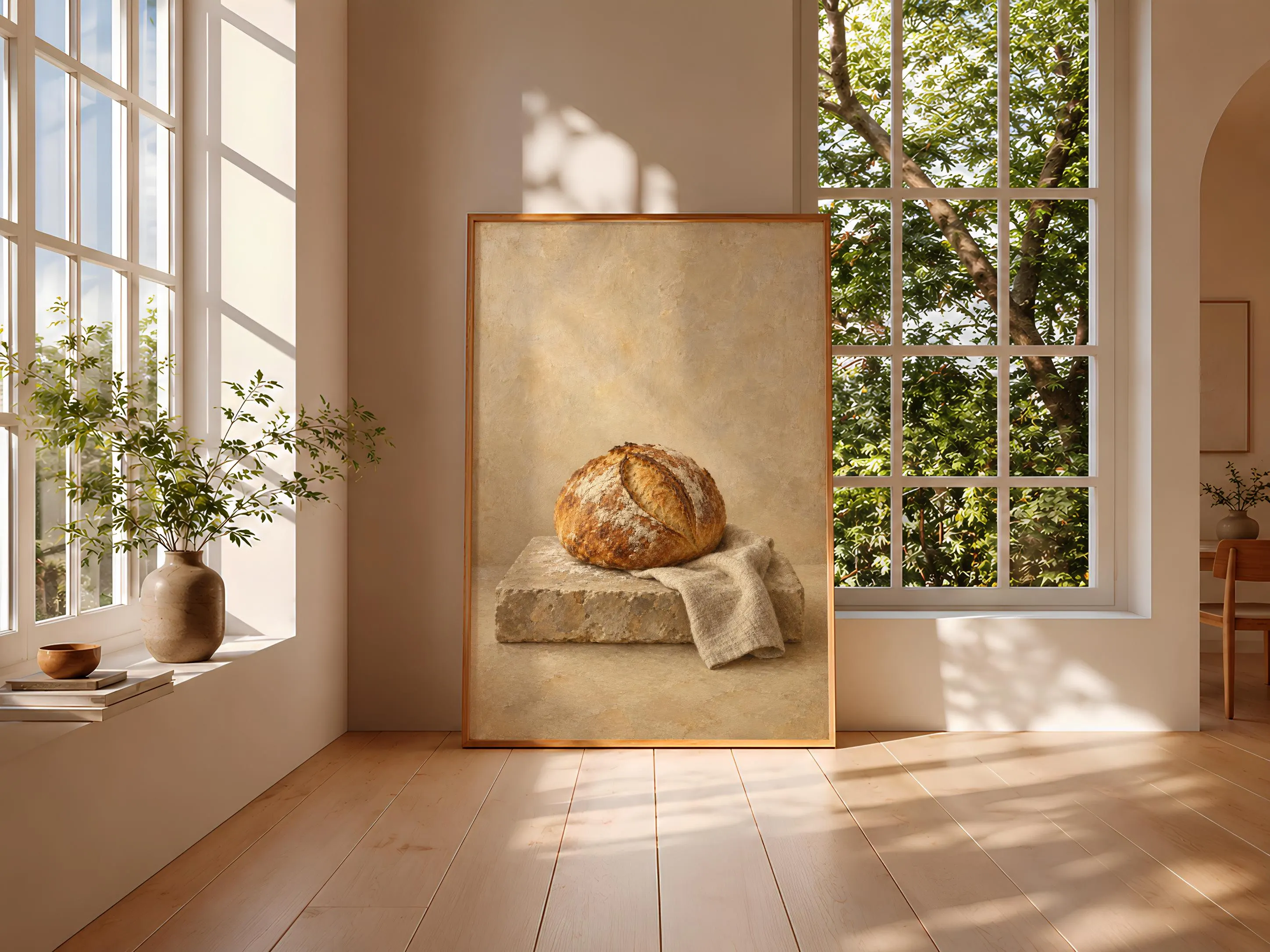 Artisan Sourdough Still Life Print, Chiaroscuro Farmhouse Kitchen Art – Calm Wall Art by Artsify thumbnail 3