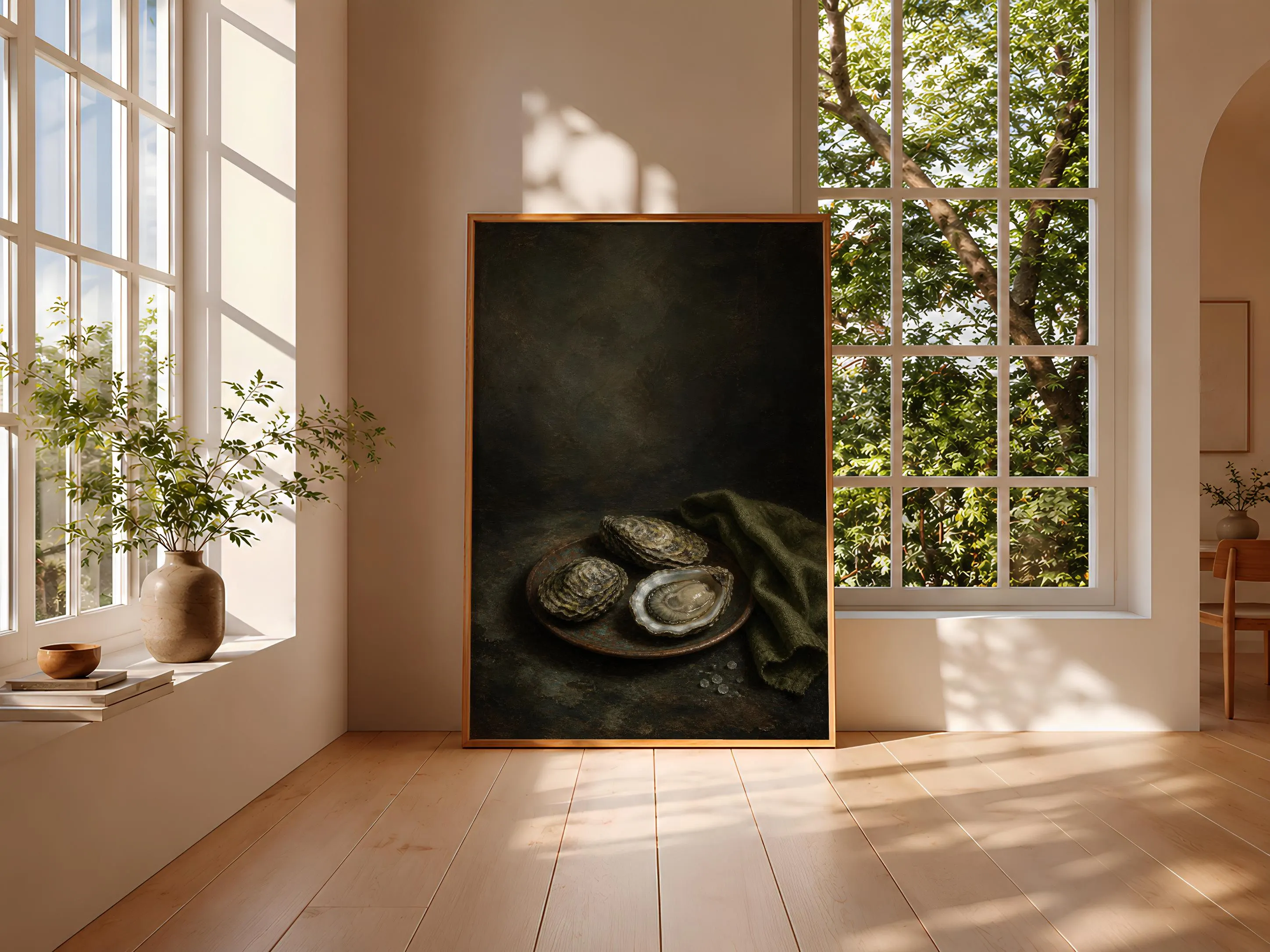 Oyster Still Life Print, Vintage Oil Painting Wall Art, Coastal Kitchen Poster, Housewarming Gift – Calm Wall Art by Artsify thumbnail 3