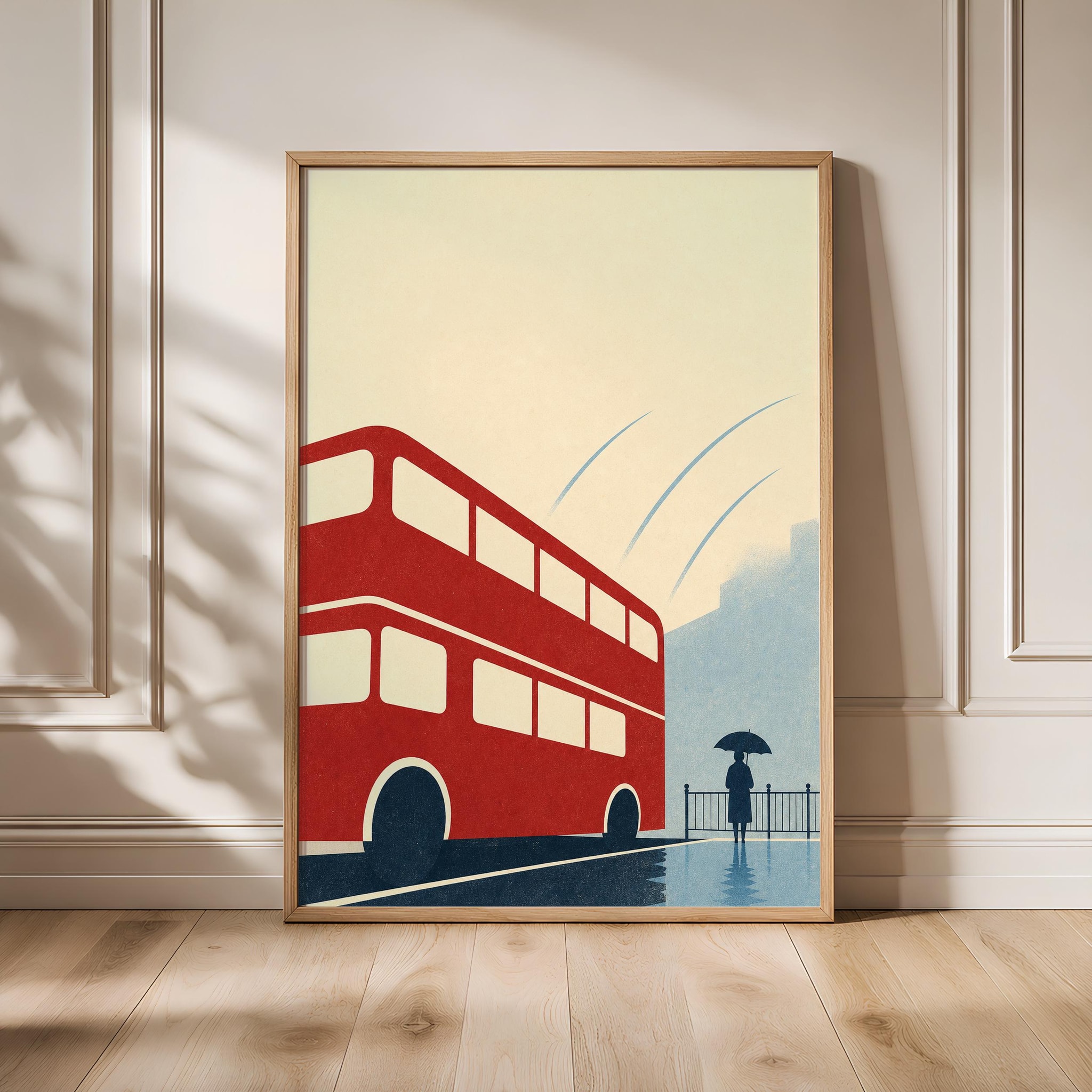 London Bus Poster Print, Minimalist Travel Wall Art, Vintage City Poster, British Wall Decor, Housewarming Gift – Calm Wall Art by Artsify