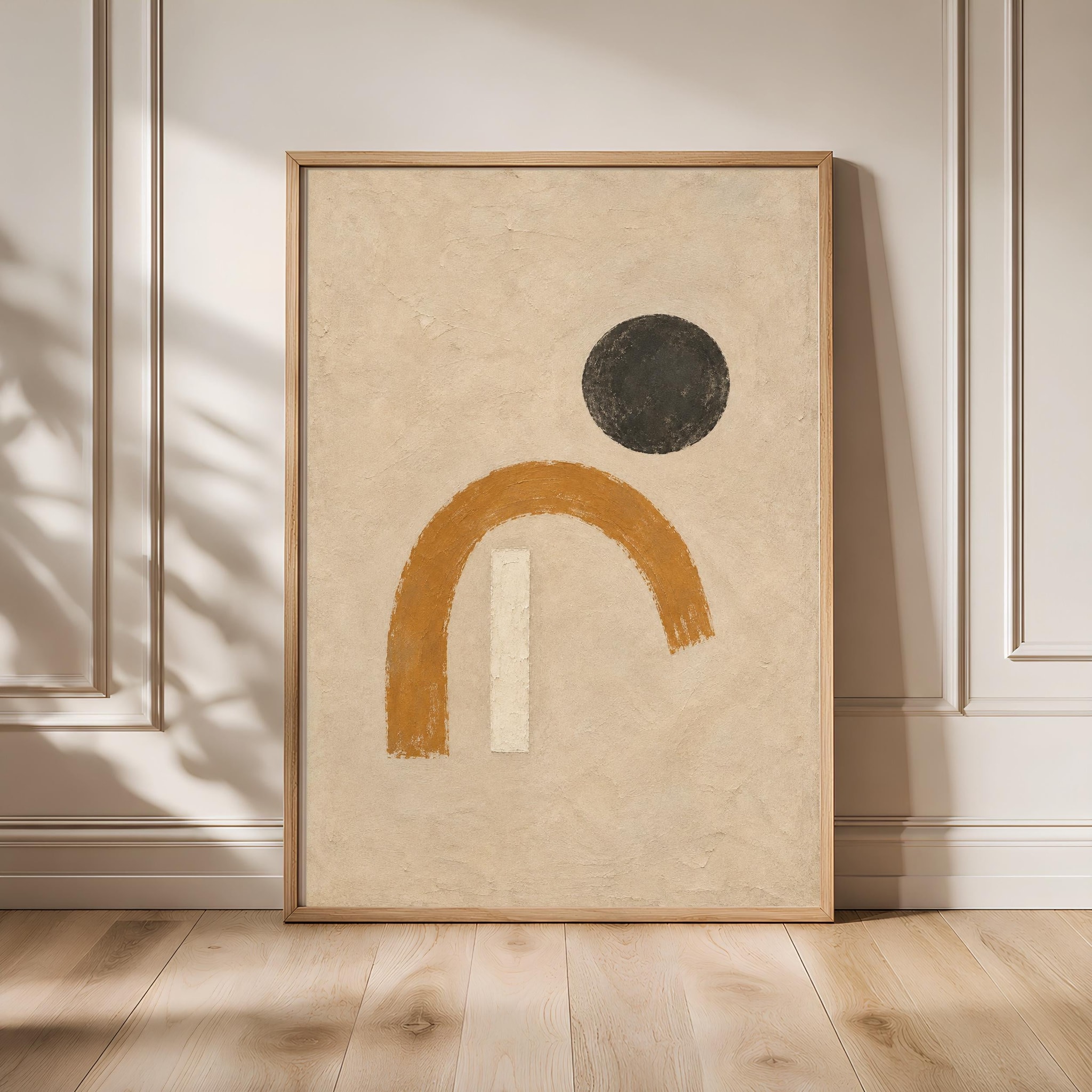 Ochre Arch Wall Art, Modernist Plaster Abstract Print – Calm Wall Art by Artsify