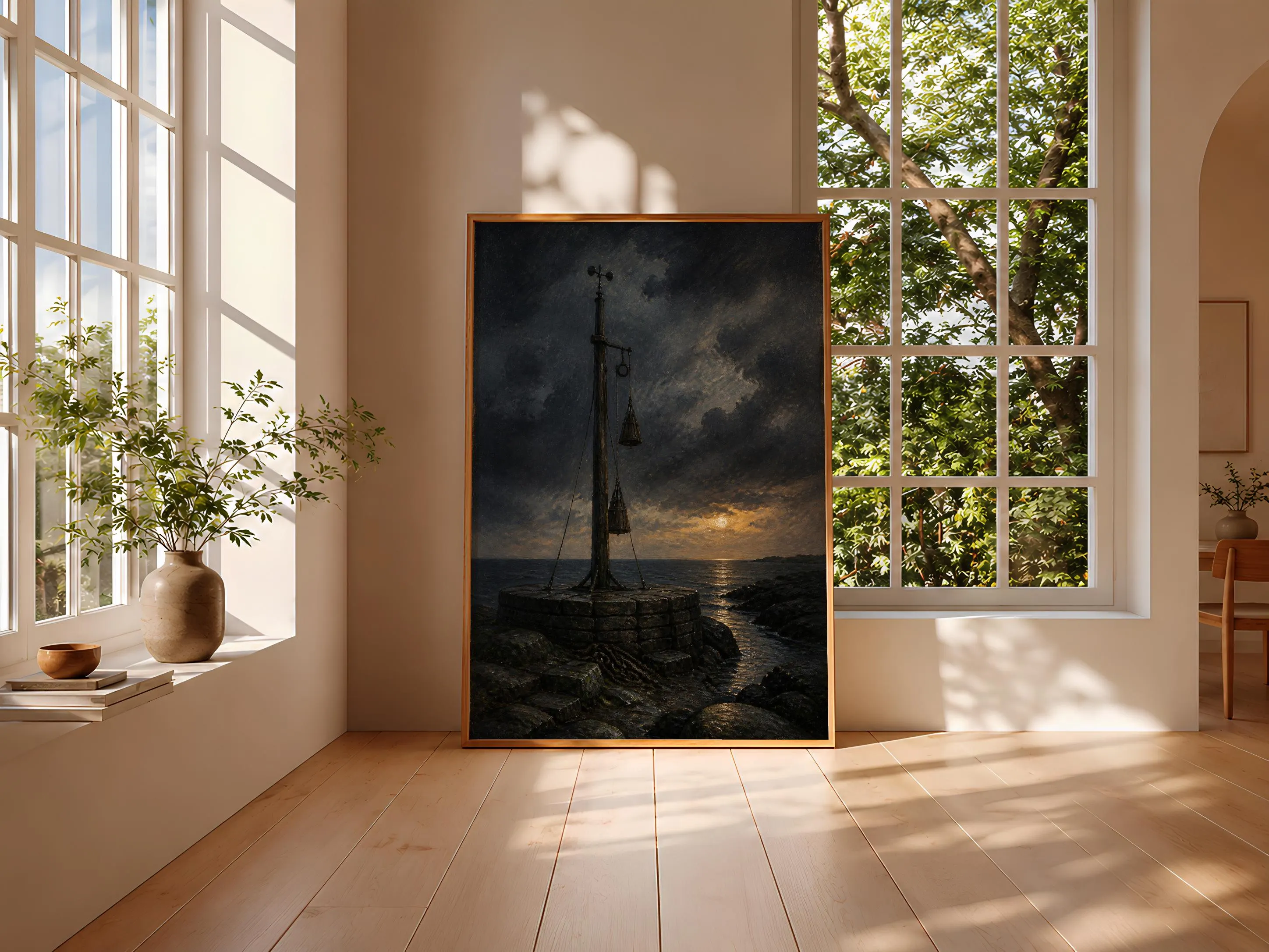 Storm Signal Mast Print, Coastal Wall Art, Vintage Nautical Poster, Moody Seascape Decor, Housewarming Gift – Calm Wall Art by Artsify thumbnail 3