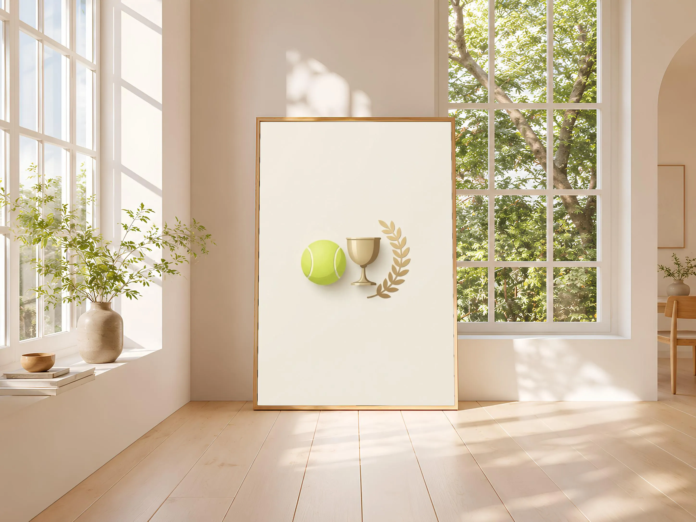 Tennis Trophy Print, Preppy Japandi Poster, Navy Wall Art, Tennis Gift, Housewarming Gift – Calm Wall Art by Artsify thumbnail 3