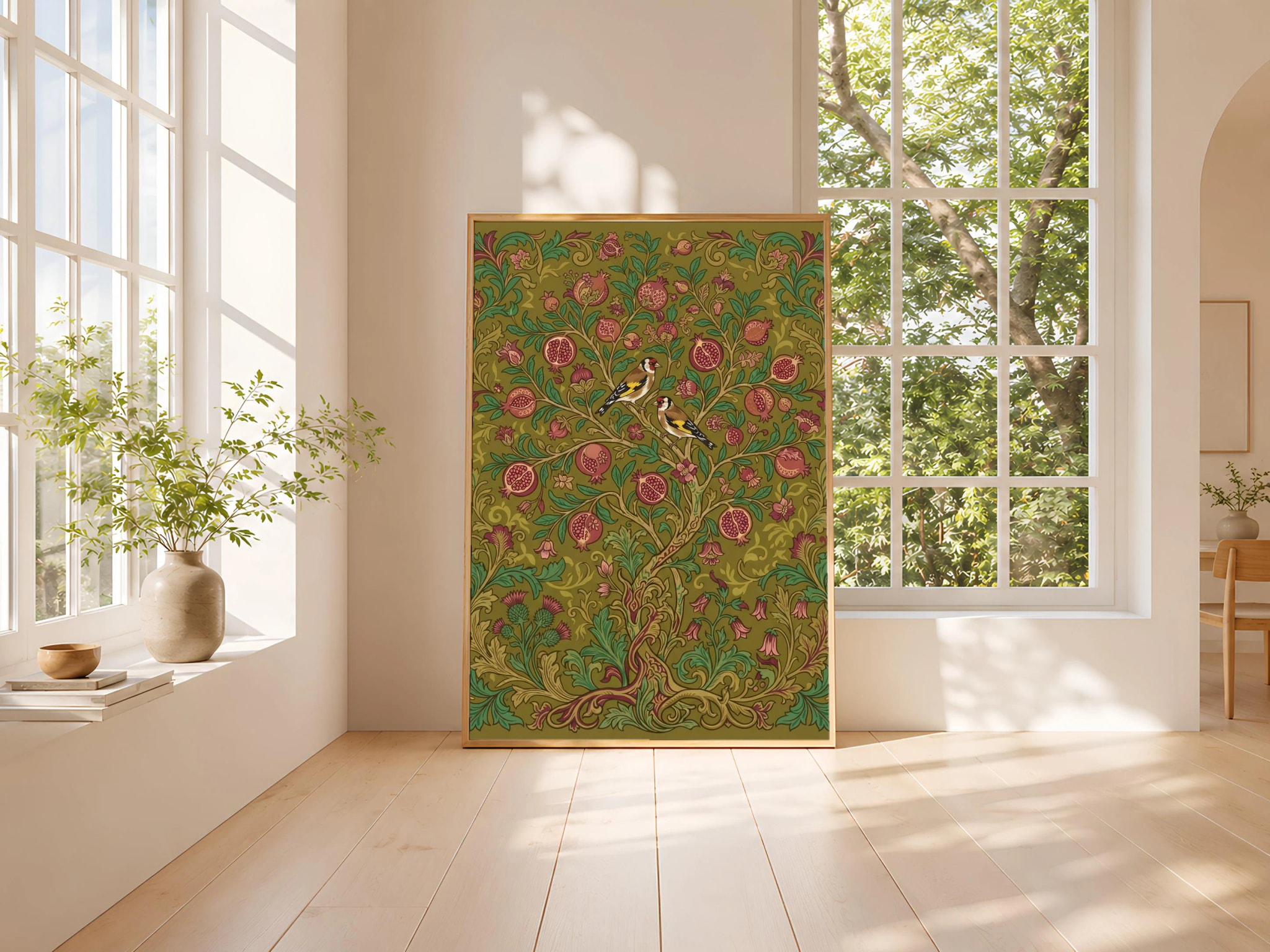 William Morris Pomegranate Tree Print, Arts and Crafts Tapestry Wall Art, Goldfinch Poster, Dining Room Decor, Housewarming Gift – Calm Wall Art by Artsify thumbnail 3