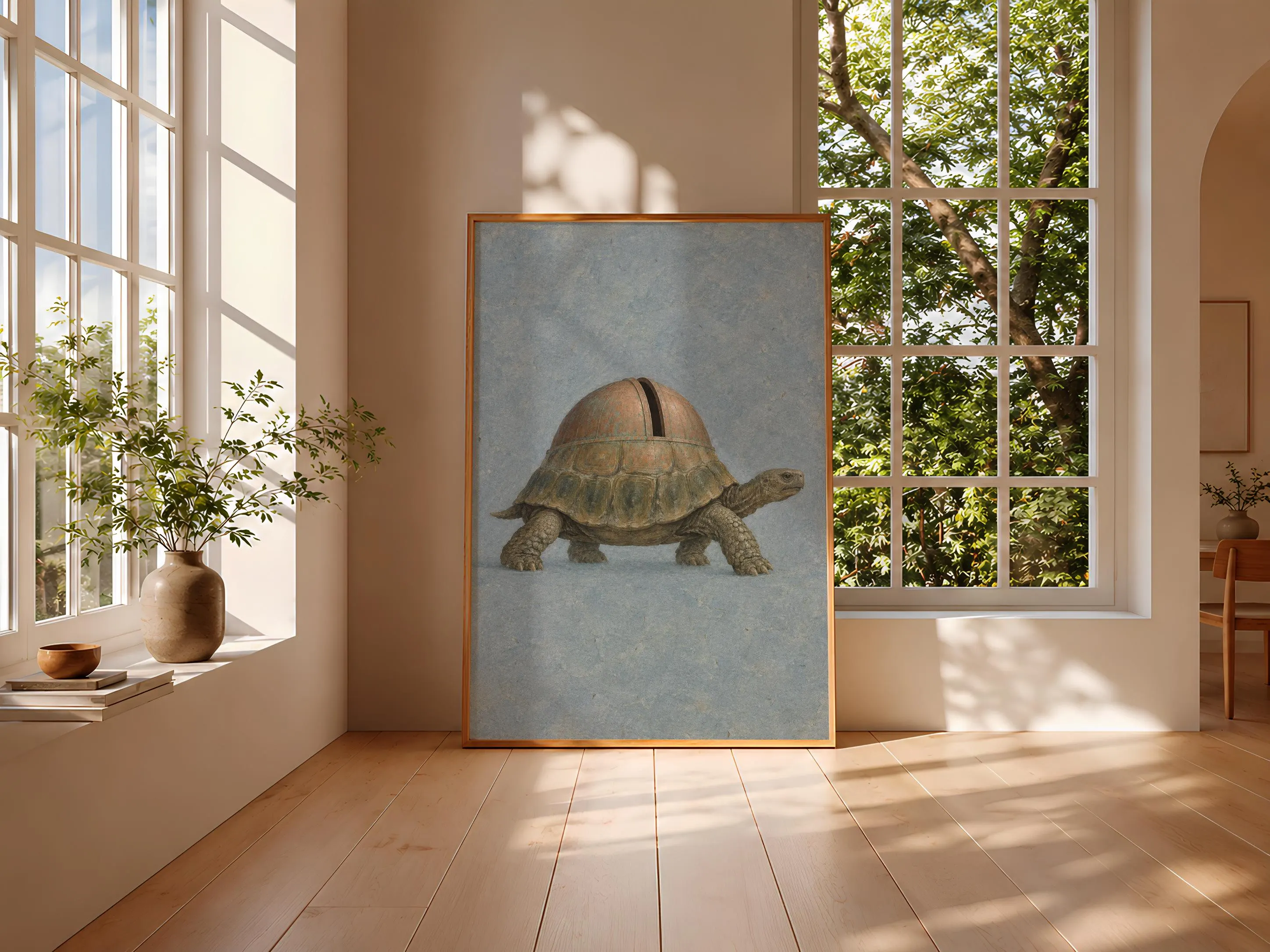 Tortoise Observatory Wall Art, Minimal Surreal Animal Poster – Calm Wall Art by Artsify thumbnail 3