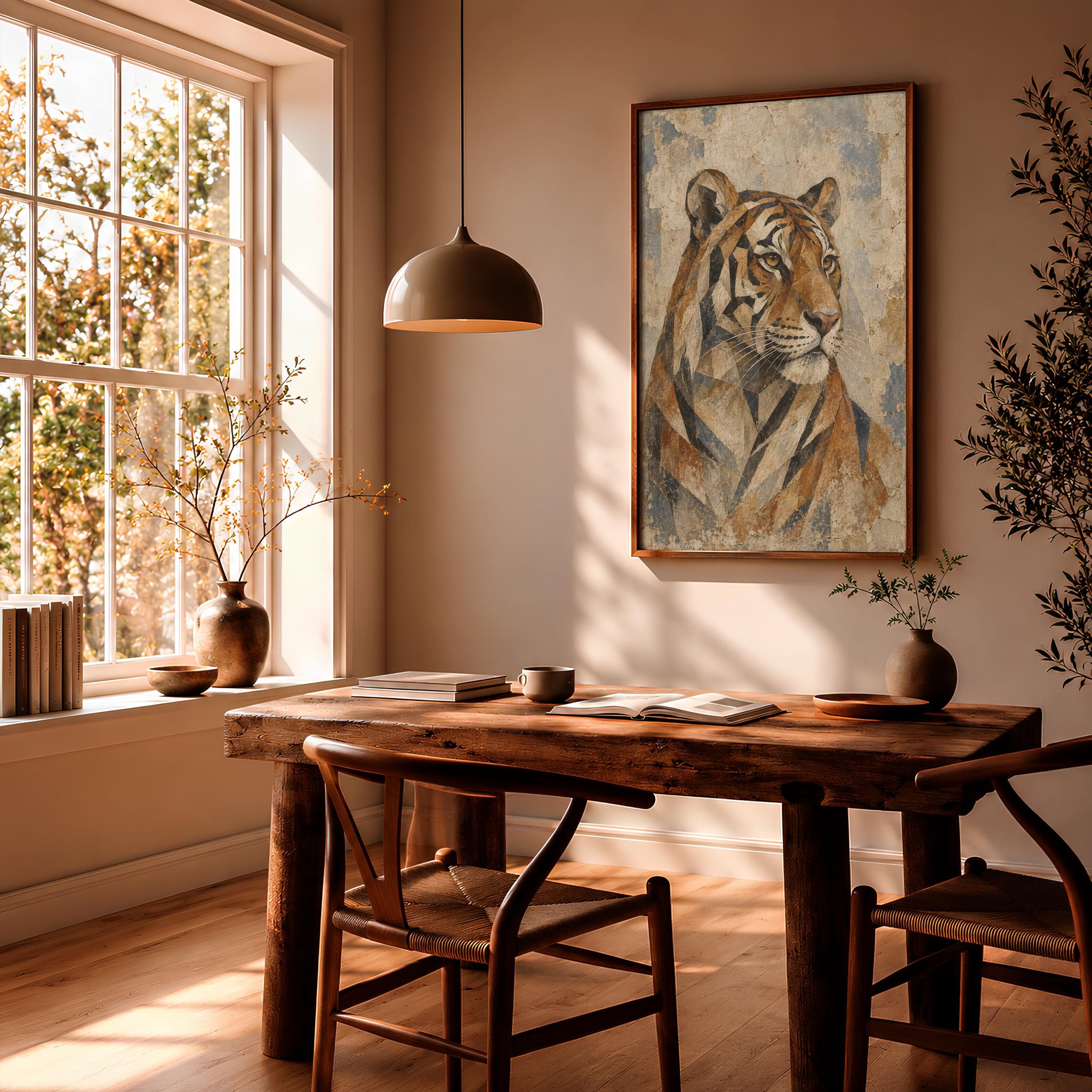 Cubist Tiger Wall Art, Abstract Geometric Bengal Portrait, Vintage Wildlife Decor – Calm Wall Art by Artsify thumbnail 2