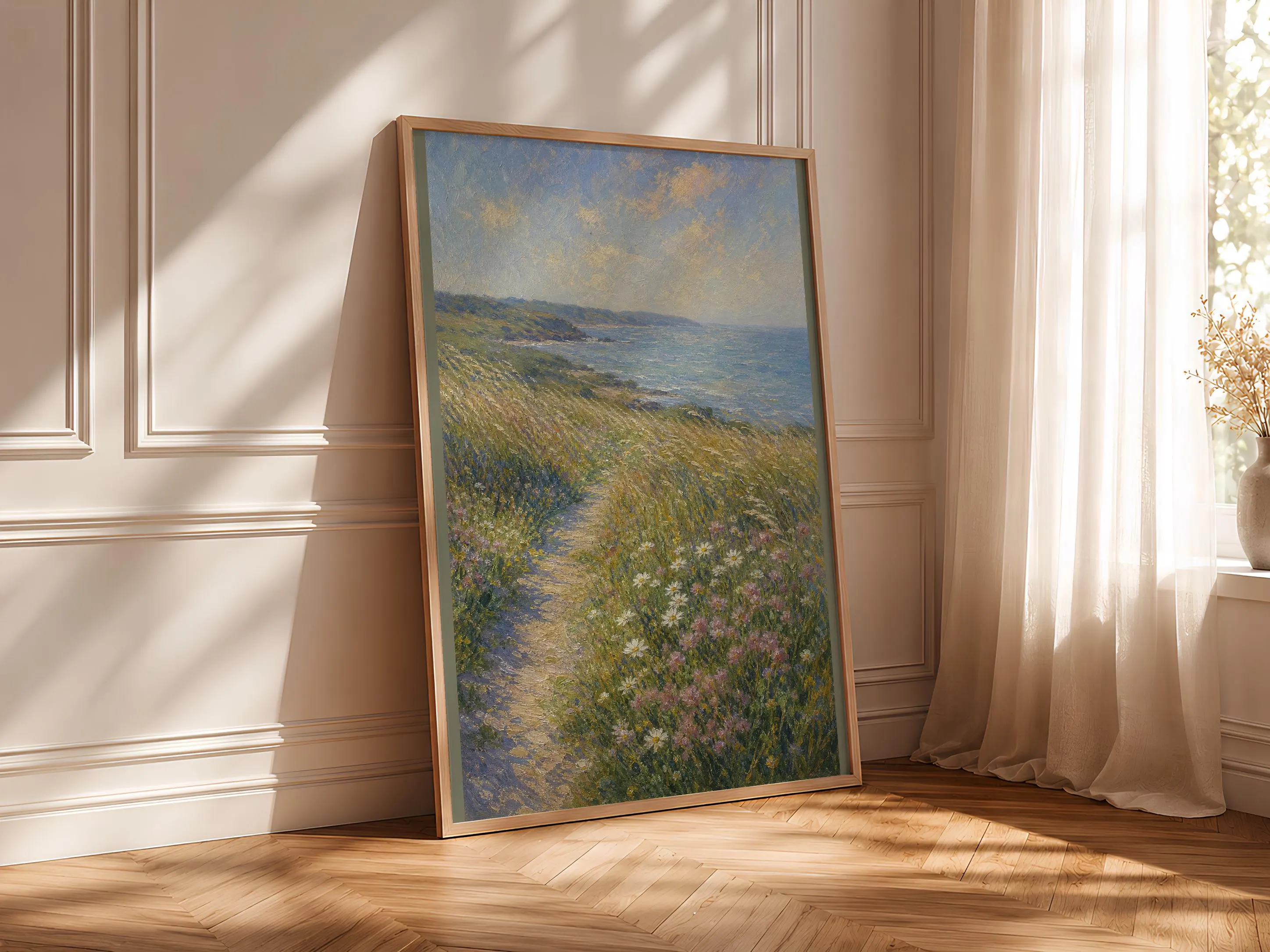 Monet Style Coastal Print, Impressionist Seascape Wall Art, Summer Meadow Poster, Seaside Wall Decor, Housewarming Gift – Calm Wall Art by Artsify thumbnail 4