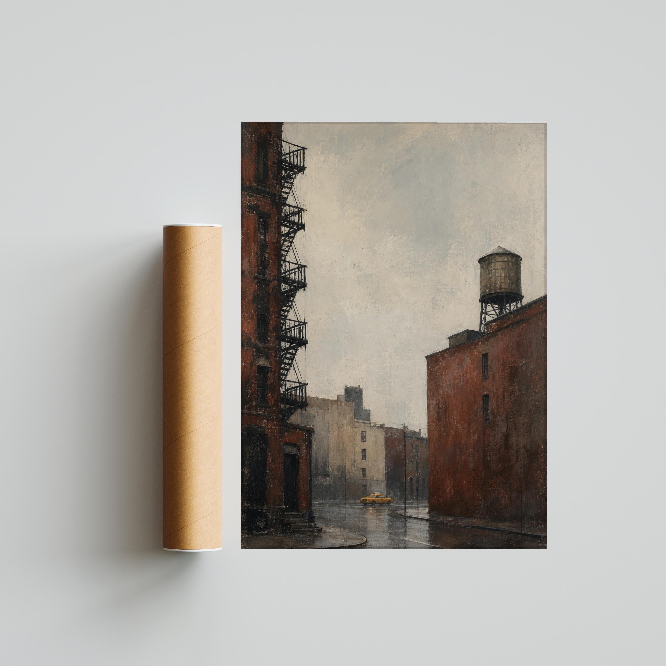 New York Rain Painting Print, Manhattan Cityscape Wall Art, Vintage Taxi Poster, Urban City Decor, Housewarming Gift – Calm Wall Art by Artsify thumbnail 5