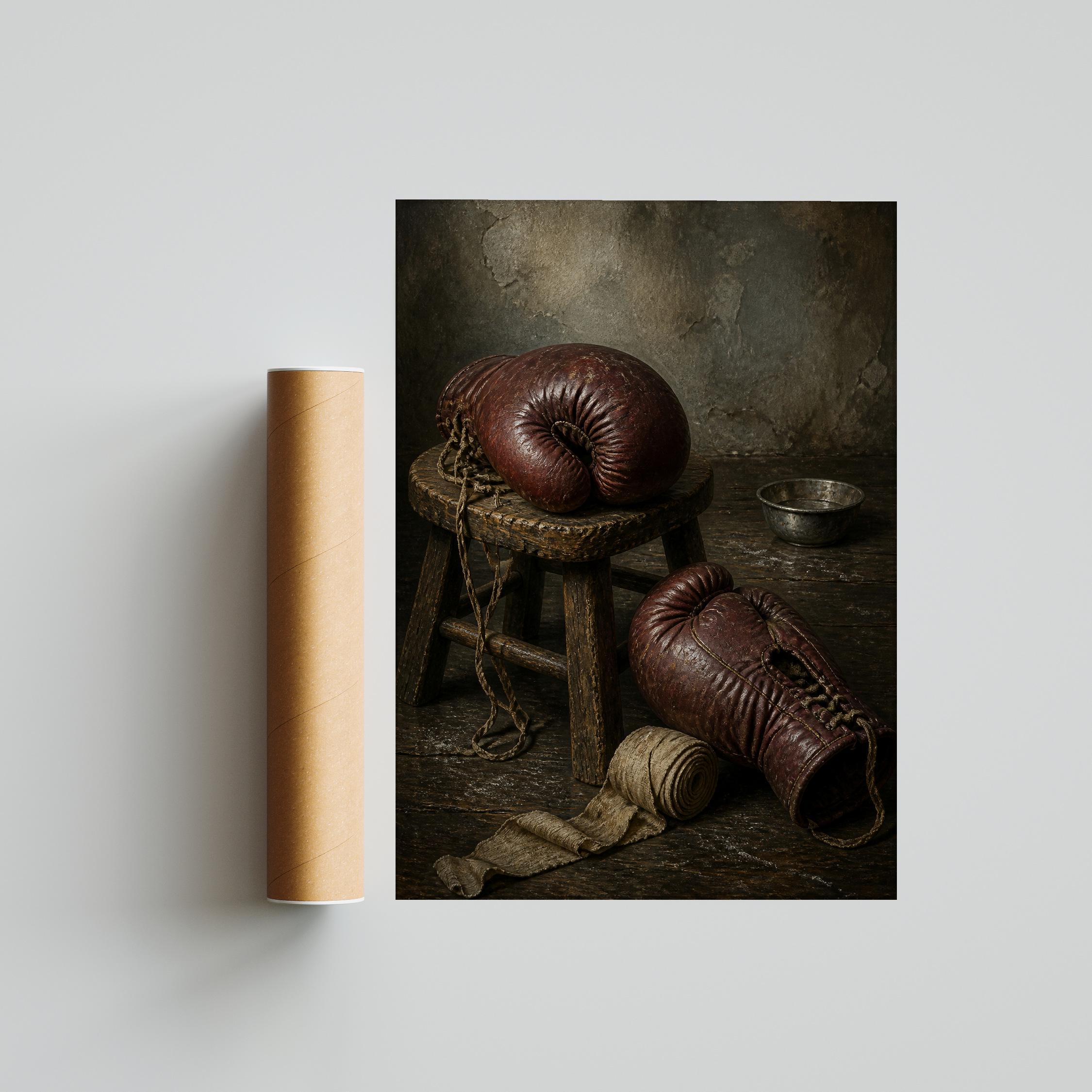 Vintage Boxing Gloves Print, Sport Still Life Wall Art, Oxblood Leather Poster, Gym Decor, Housewarming Gift – Calm Wall Art by Artsify thumbnail 5