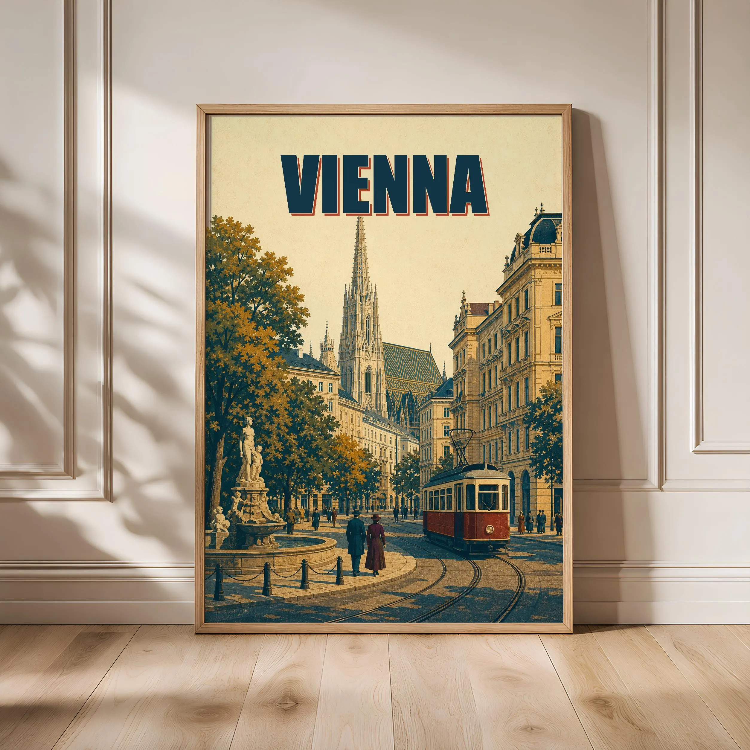 Vienna Travel Poster Print, Vintage Skyline Wall Art, Bold Typography Poster, City Name Wall Decor, Housewarming Gift – Calm Wall Art by Artsify