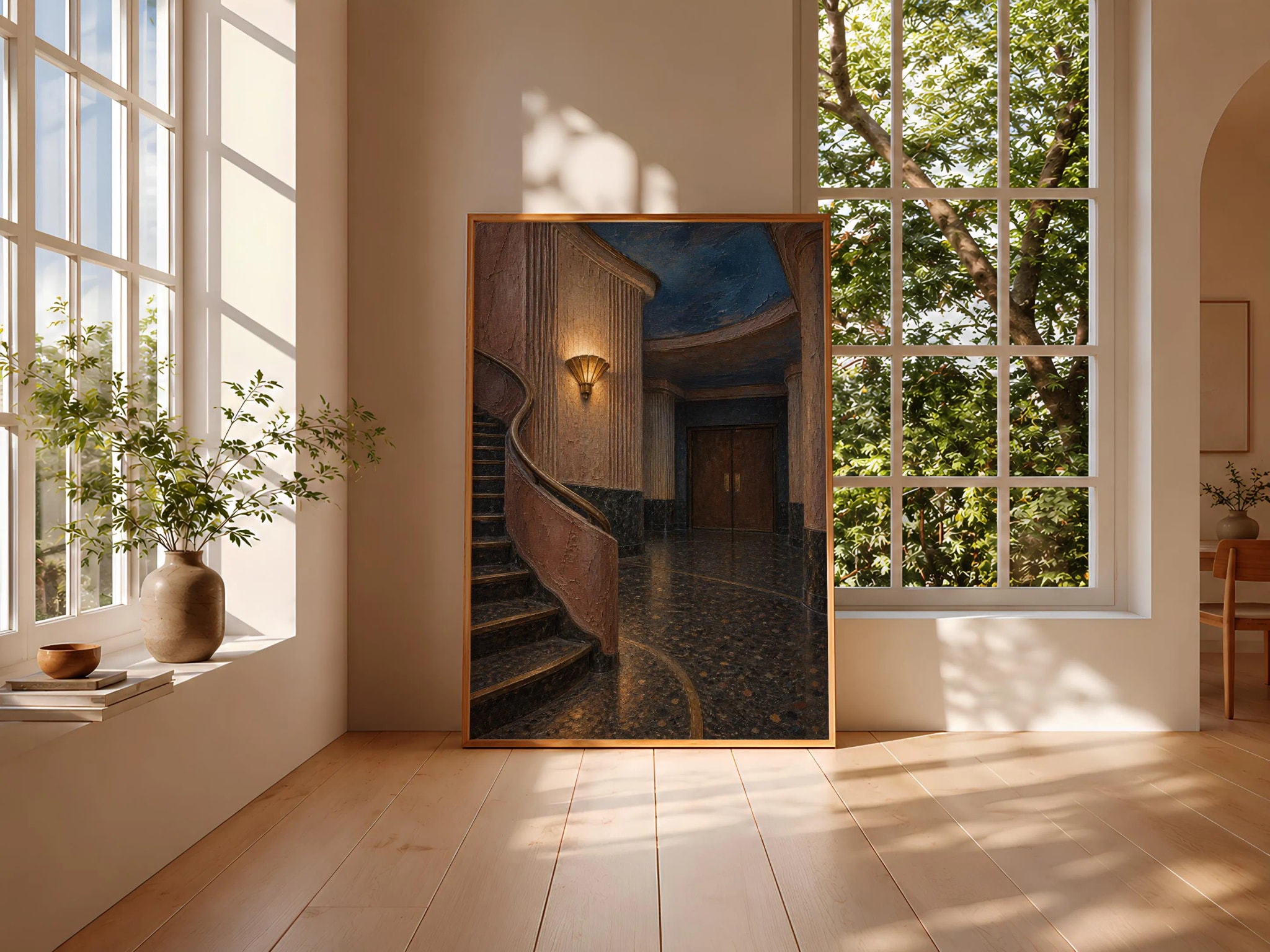 Art Deco Cinema Vestibule Wall Art, Blue Hour Oil Painting, Theater Decor – Calm Wall Art by Artsify thumbnail 3