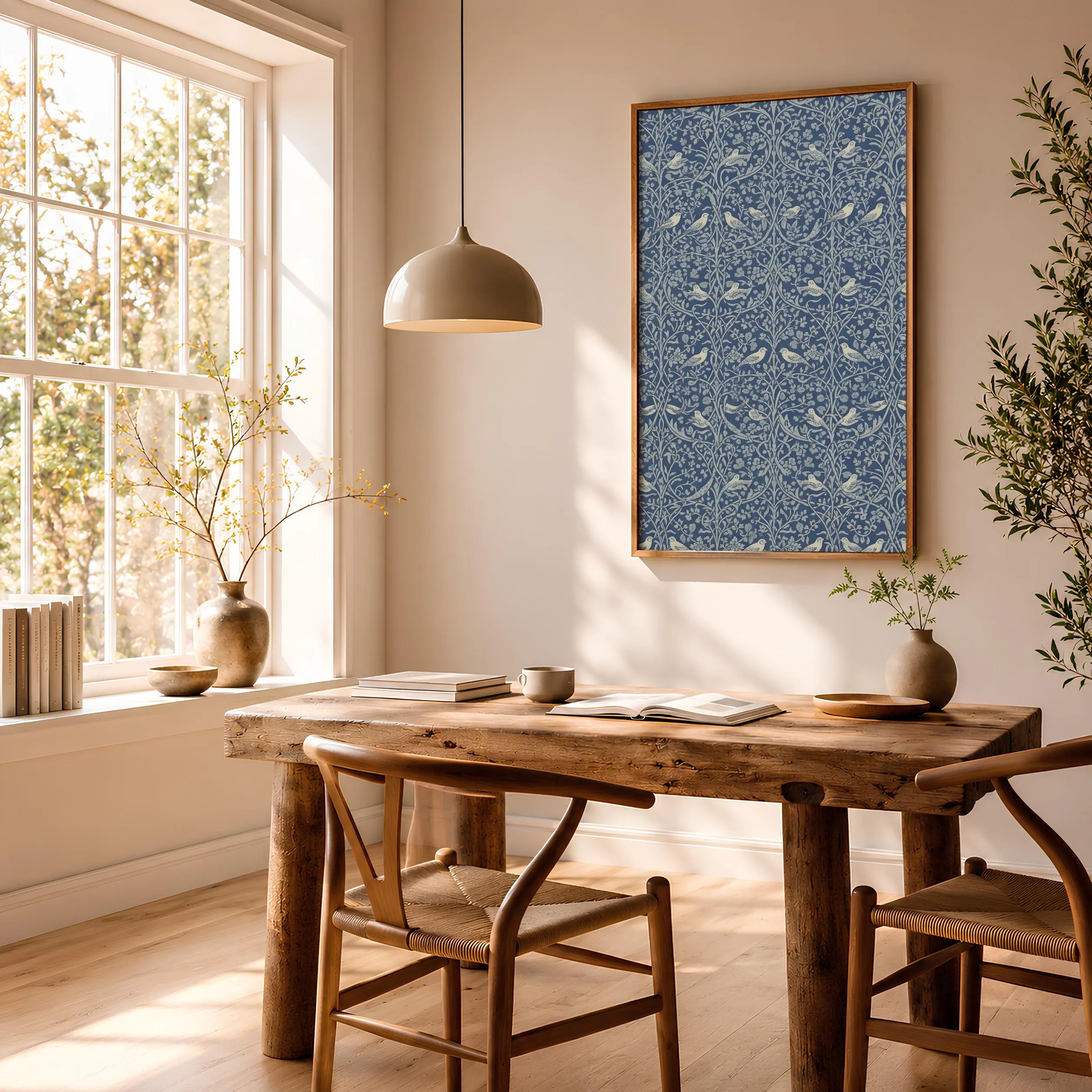 William Morris Style Print, Arts and Crafts Willow Poster, Indigo Bird Wall Art, Living Room Decor, Housewarming Gift – Calm Wall Art by Artsify thumbnail 2