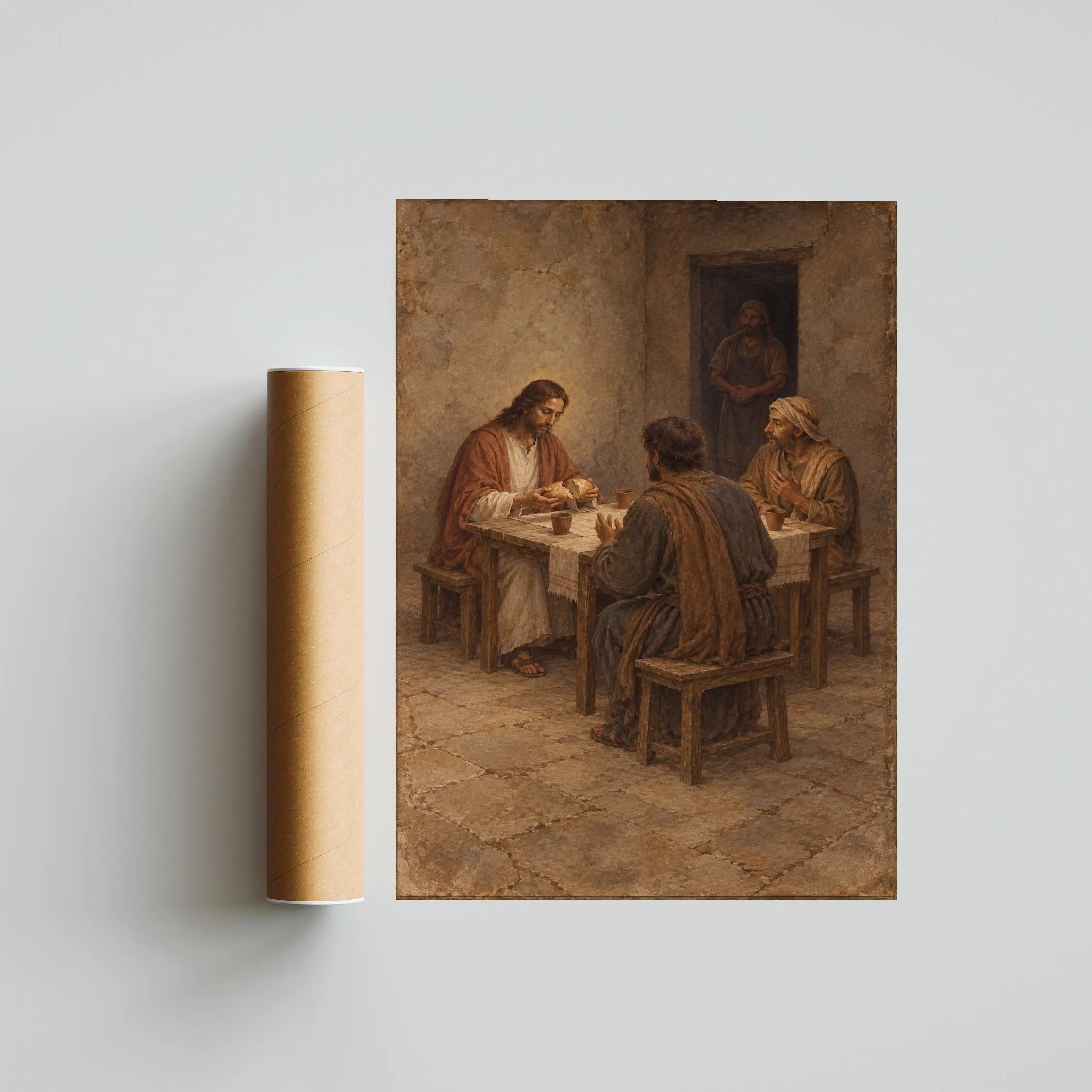 Supper at Emmaus Wall Art, Jesus Breaking Bread Painting – Calm Wall Art by Artsify thumbnail 5