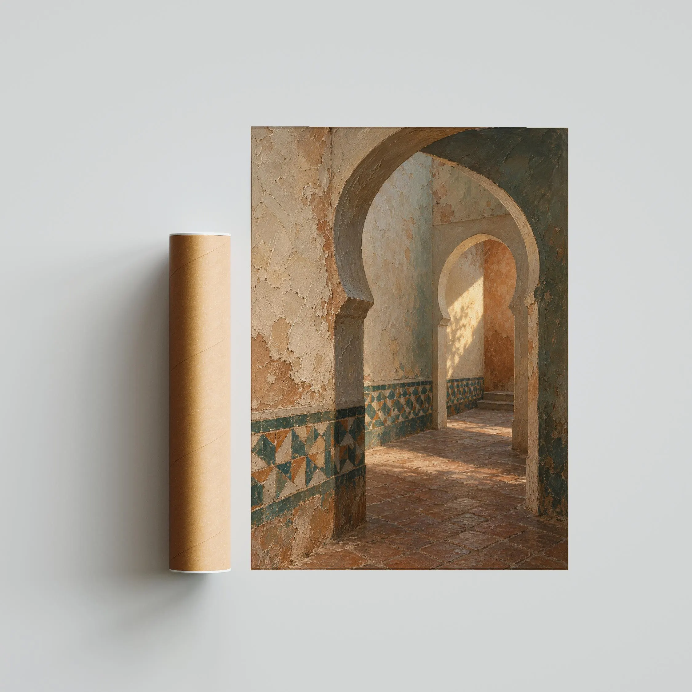 Moroccan Riad Archway Wall Art, Quiet Passage Oil Painting, Boho Mediterranean Decor – Calm Wall Art by Artsify thumbnail 5