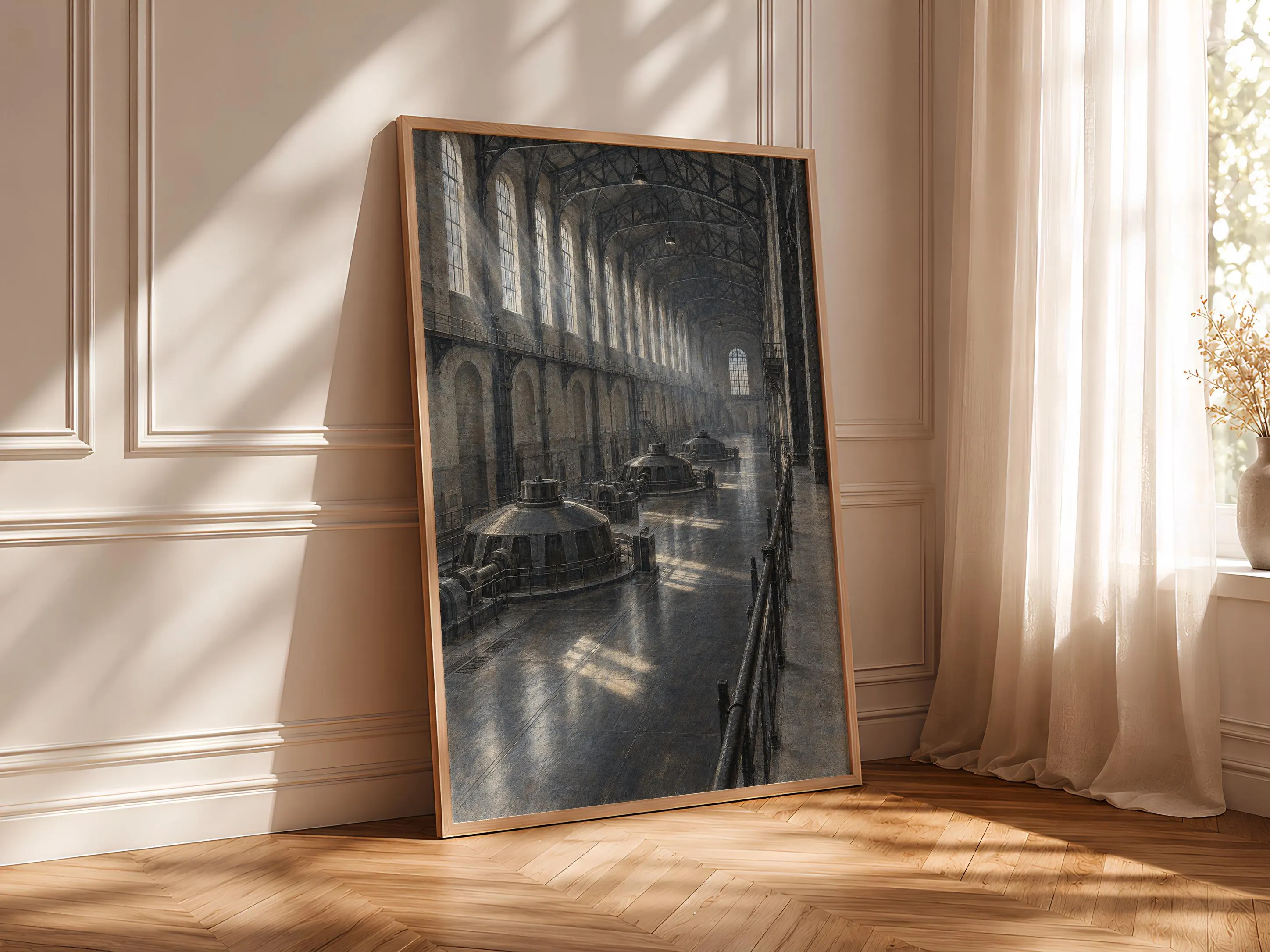 Turbine Hall Wall Art, Historic Industrial Interior Painting – Calm Wall Art by Artsify thumbnail 4