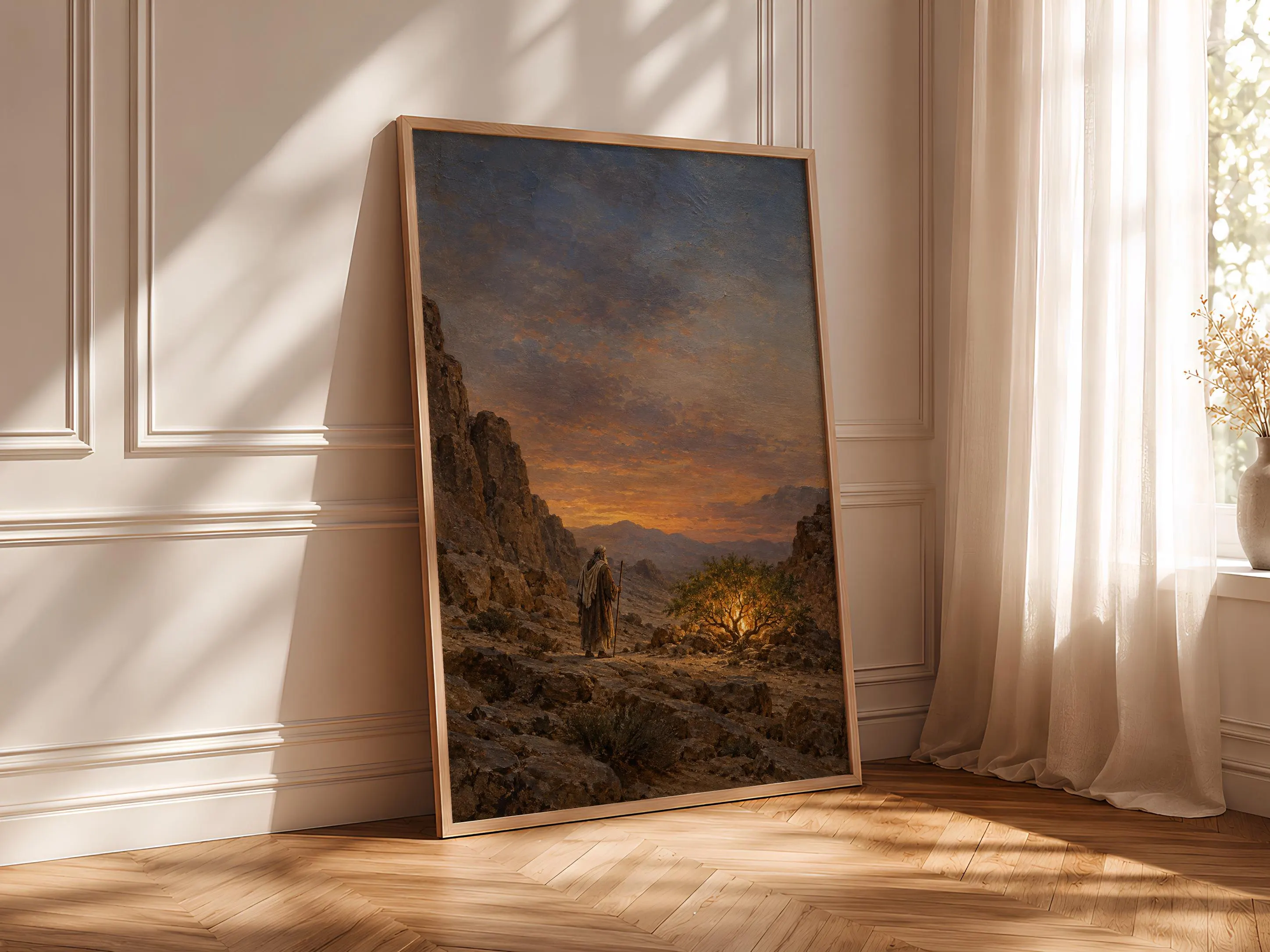 Moses Burning Bush Wall Art, Vintage Exodus Oil Painting – Calm Wall Art by Artsify thumbnail 4