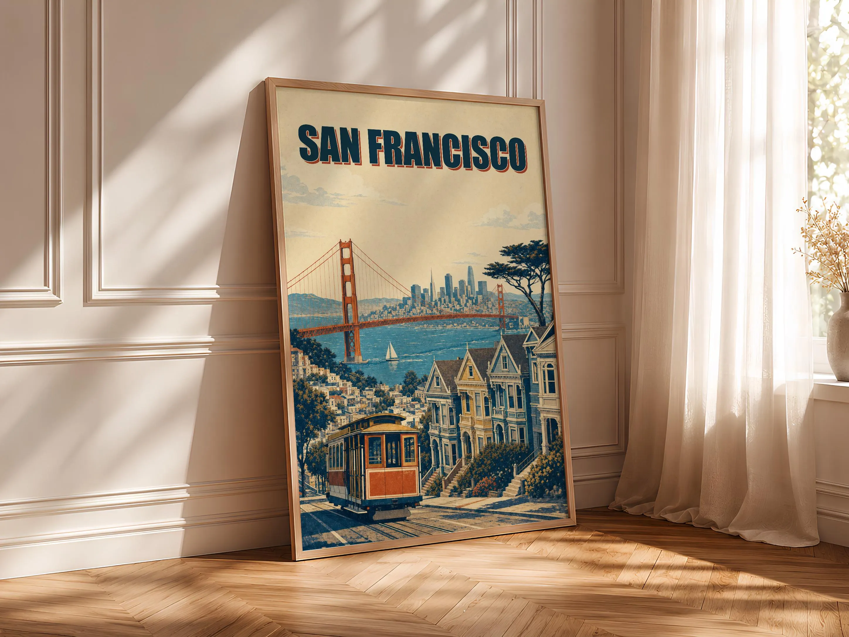 San Francisco Travel Poster Print, Vintage Skyline Wall Art, Bold Typography Poster, City Name Wall Decor, Housewarming Gift – Calm Wall Art by Artsify thumbnail 4