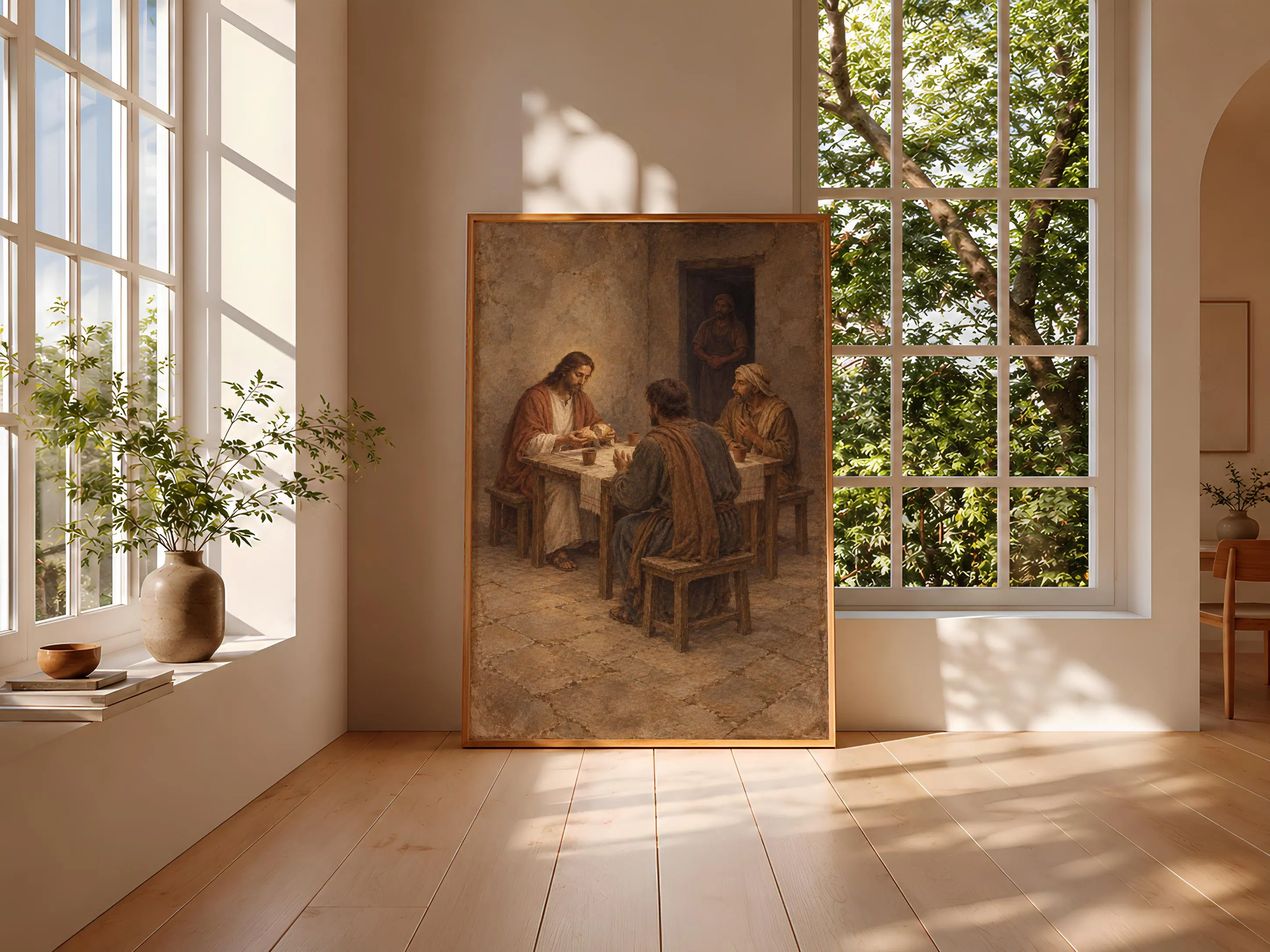 Supper at Emmaus Wall Art, Jesus Breaking Bread Painting – Calm Wall Art by Artsify thumbnail 3