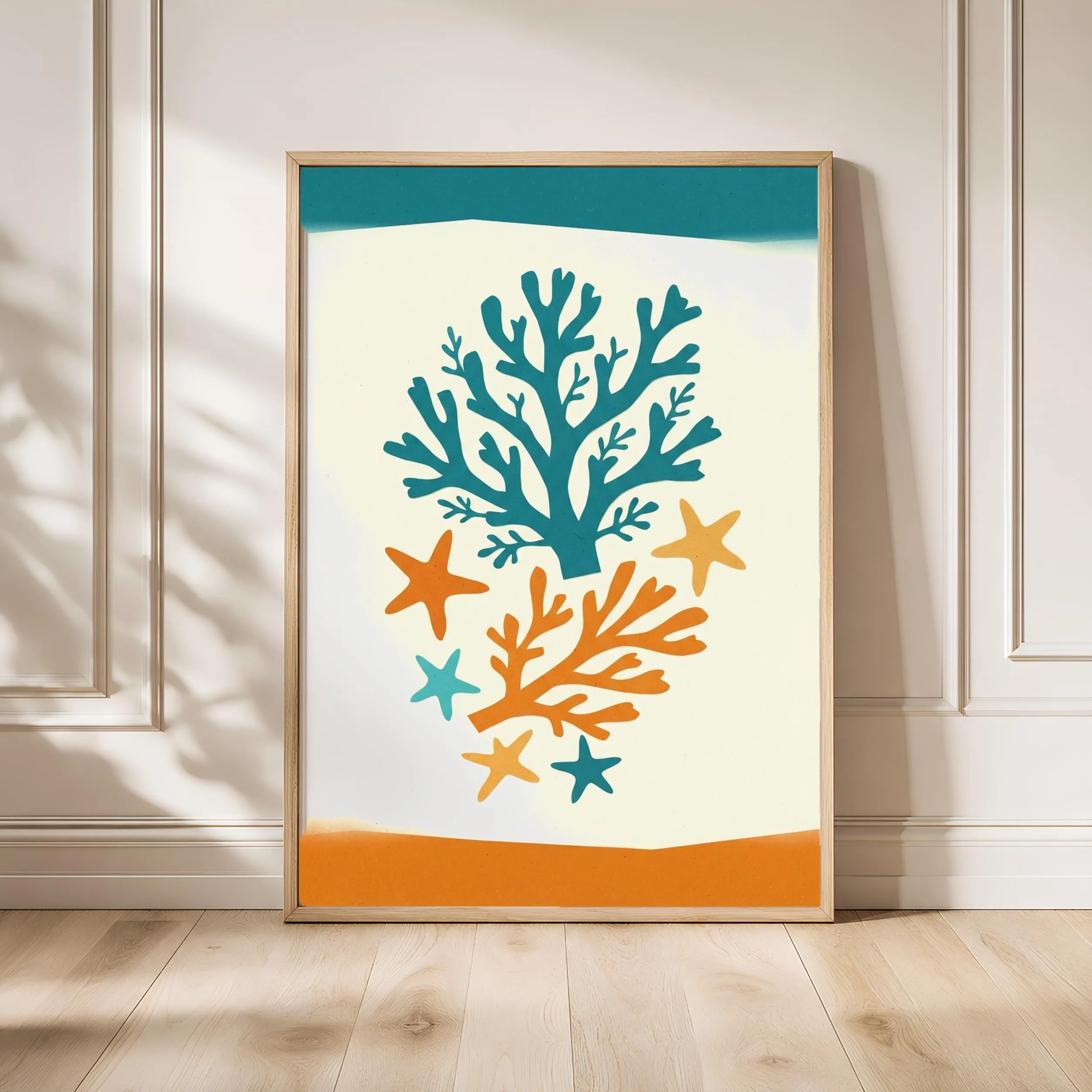 Matisse Style Wall Art, Coral Reef Collage Poster, Ocean Cut Paper Print, Bathroom Decor, Housewarming Gift – Calm Wall Art by Artsify