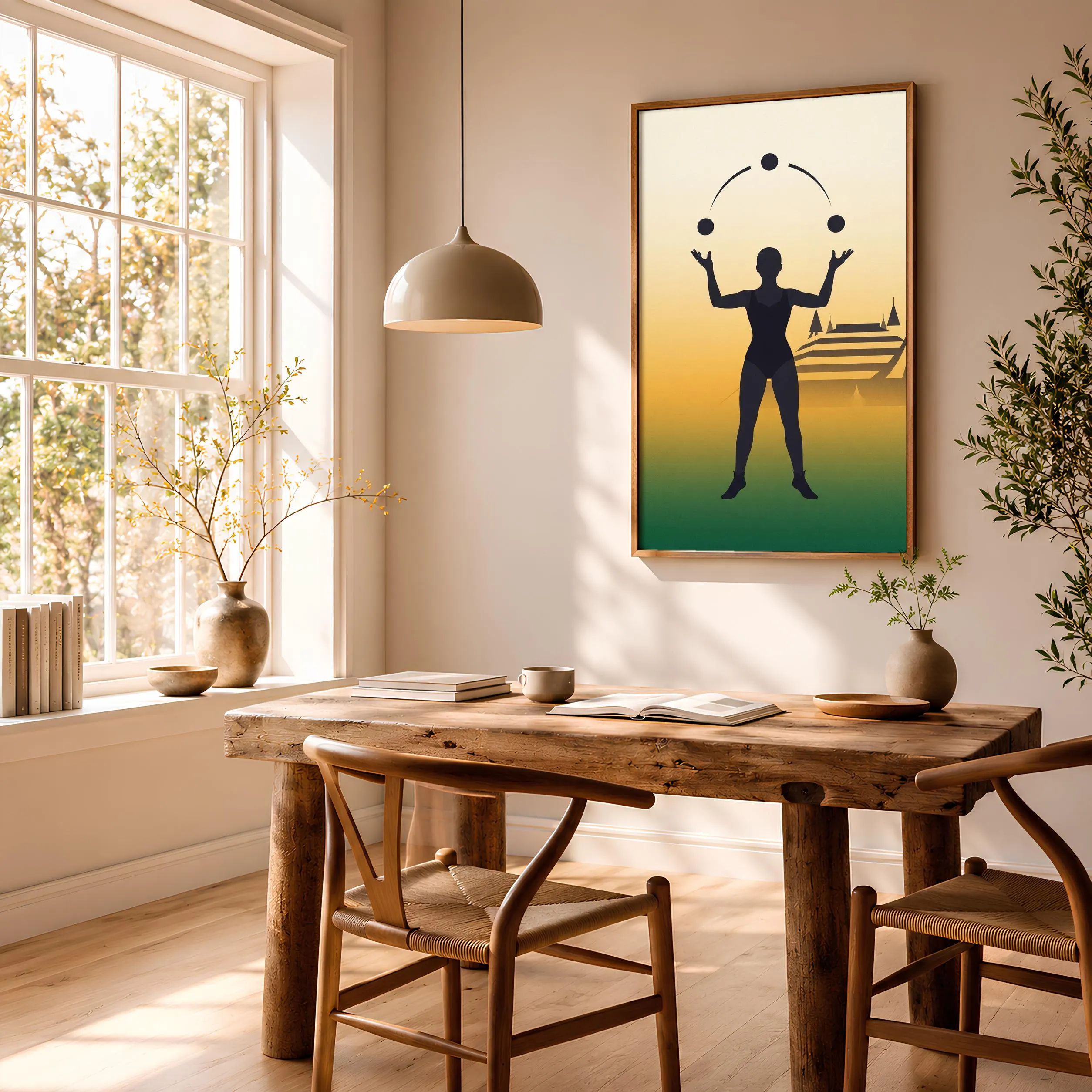 Circus Juggler Print, Retro Big Top Poster, Forest Green Wall Art, Playroom Decor, Housewarming Gift – Calm Wall Art by Artsify thumbnail 2