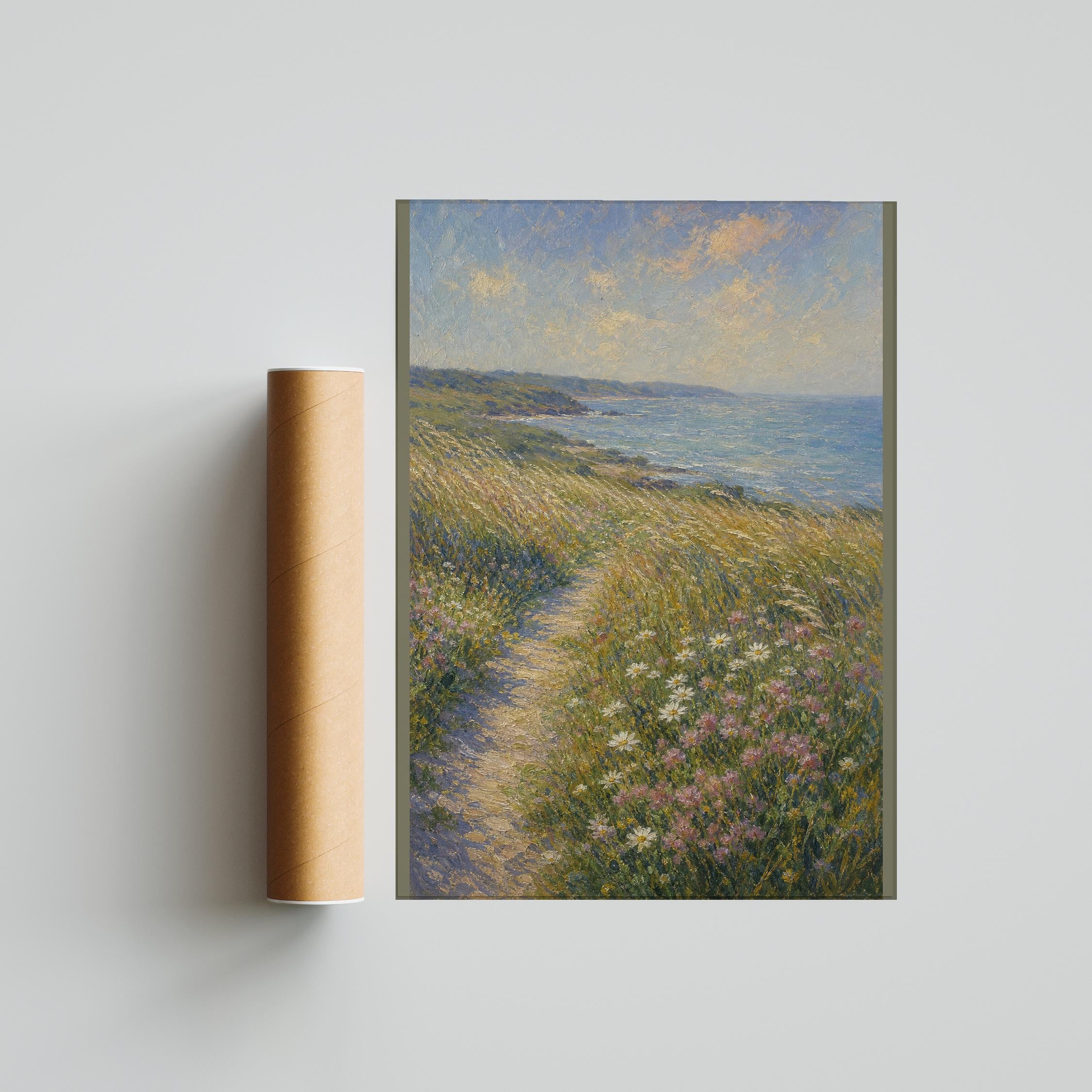 Monet Style Coastal Print, Impressionist Seascape Wall Art, Summer Meadow Poster, Seaside Wall Decor, Housewarming Gift – Calm Wall Art by Artsify thumbnail 5