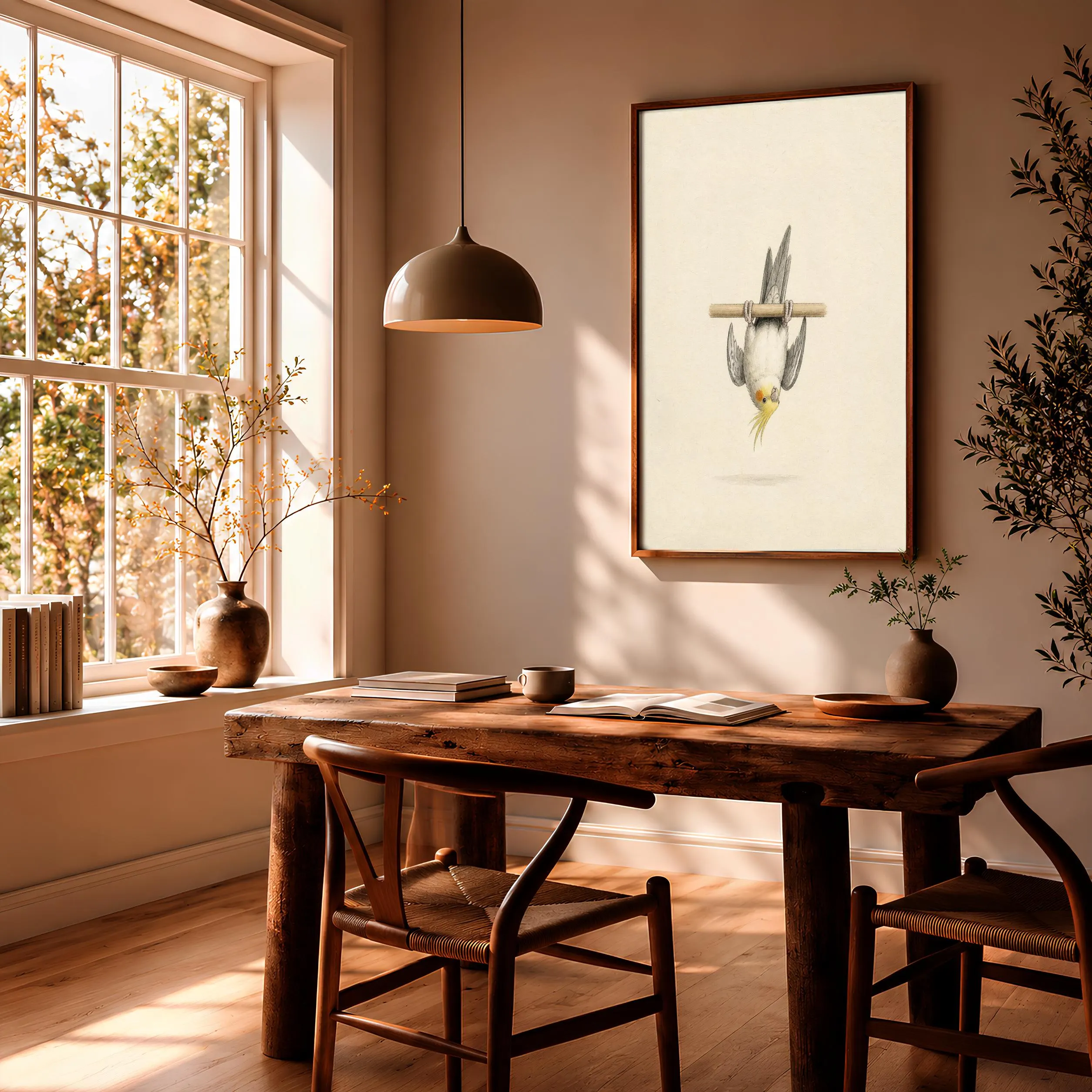 Funny Cockatiel Wall Art, Upside Down Bird, Minimalist Pet Painting – Calm Wall Art by Artsify thumbnail 2