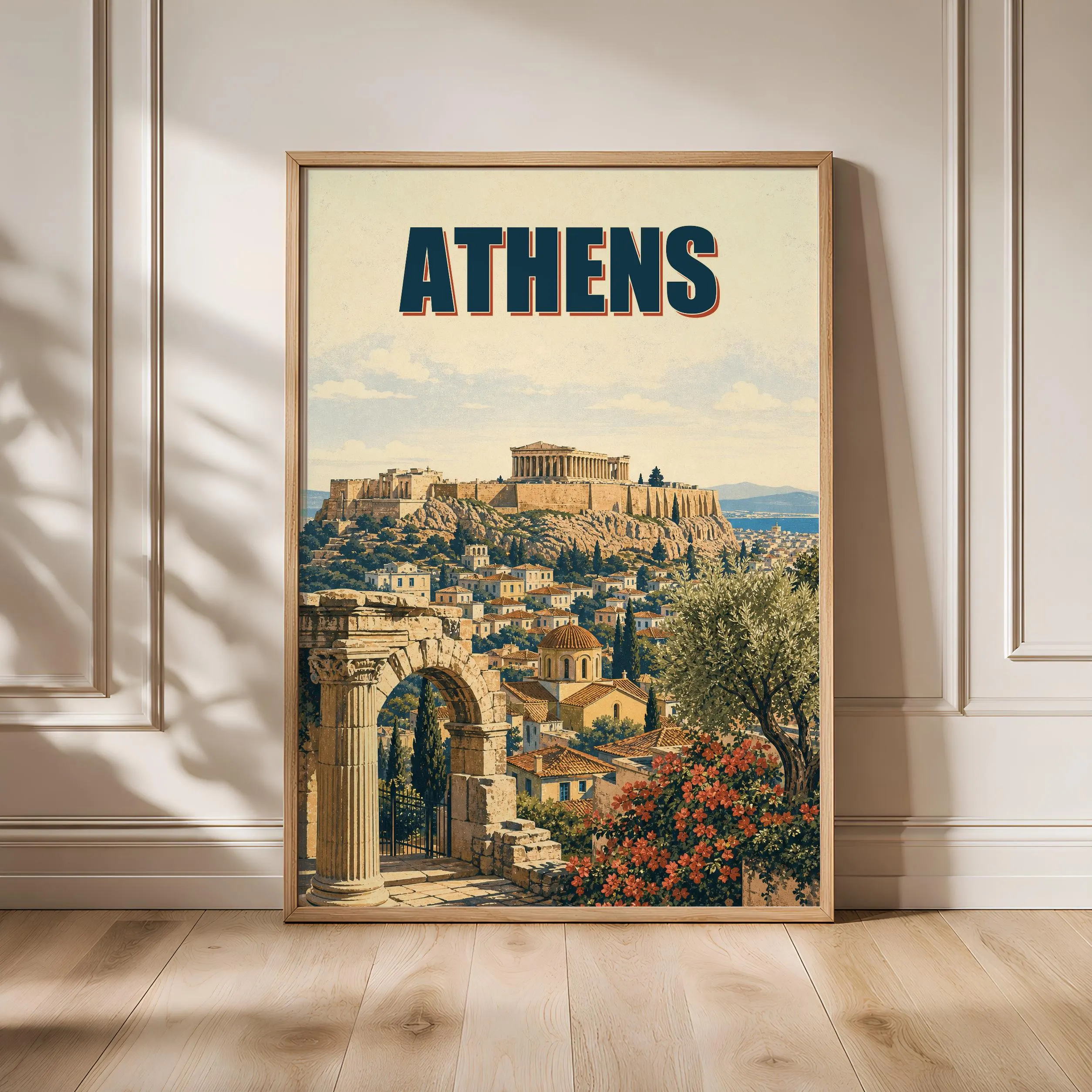 Athens Travel Poster Print, Vintage Skyline Wall Art, Bold Typography Poster, City Name Wall Decor, Housewarming Gift – Calm Wall Art by Artsify
