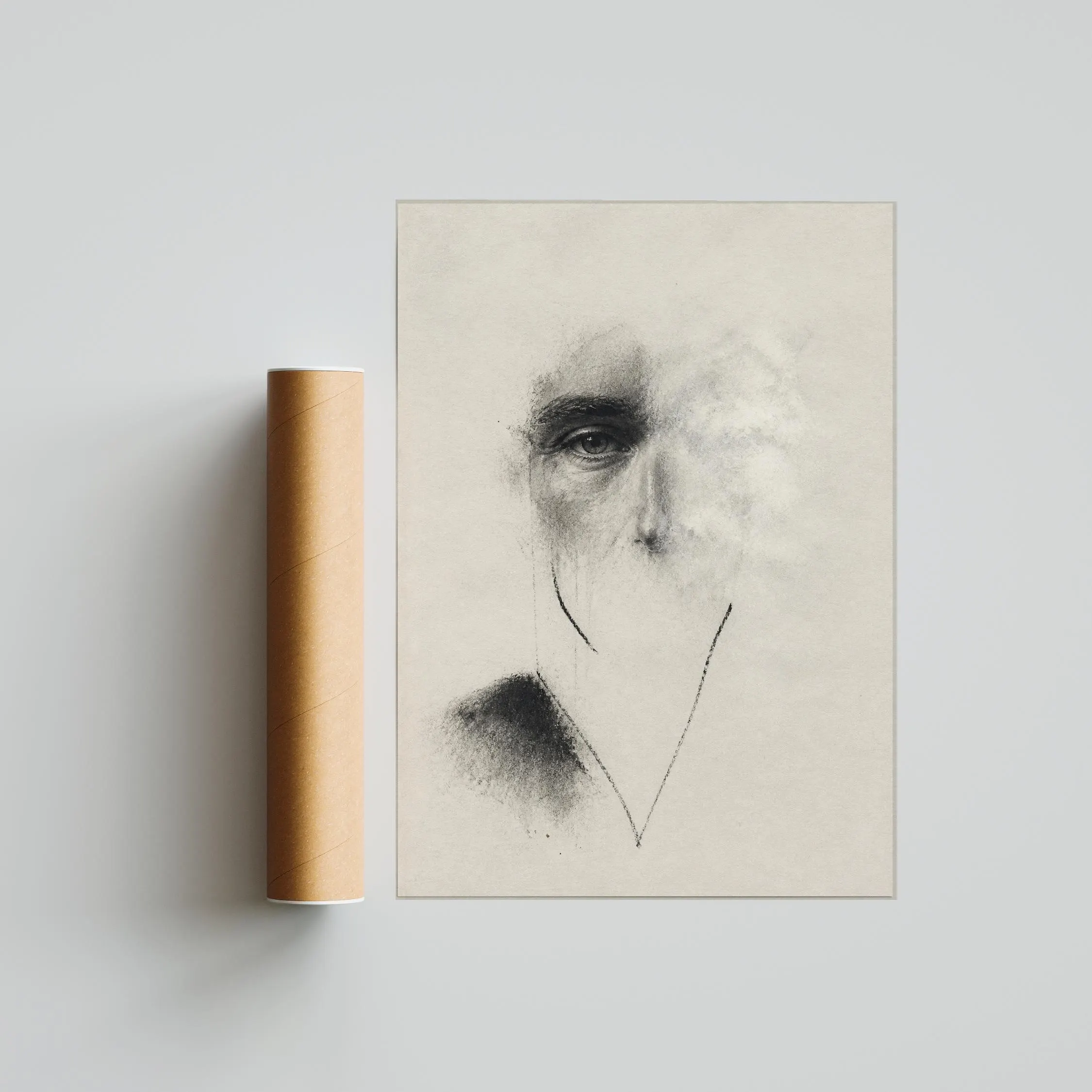Minimalist Charcoal Portrait Print, Line Art Wall Art, Soft Grey Poster, Housewarming Gift – Calm Wall Art by Artsify thumbnail 5