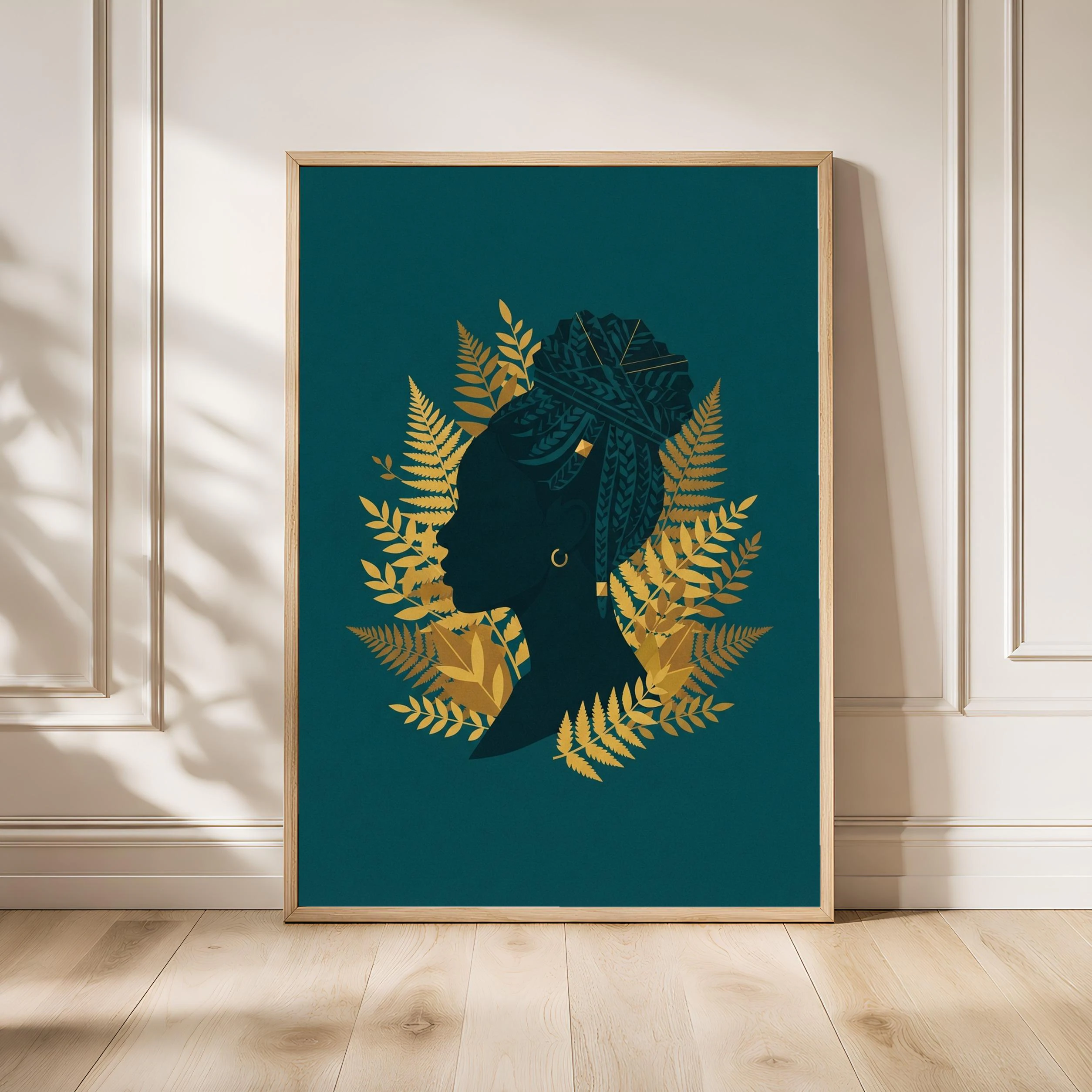 Box Braids Wall Art, Afrocentric Silhouette Poster, Fern Botanical Print, Bedroom Decor, Housewarming Gift – Calm Wall Art by Artsify