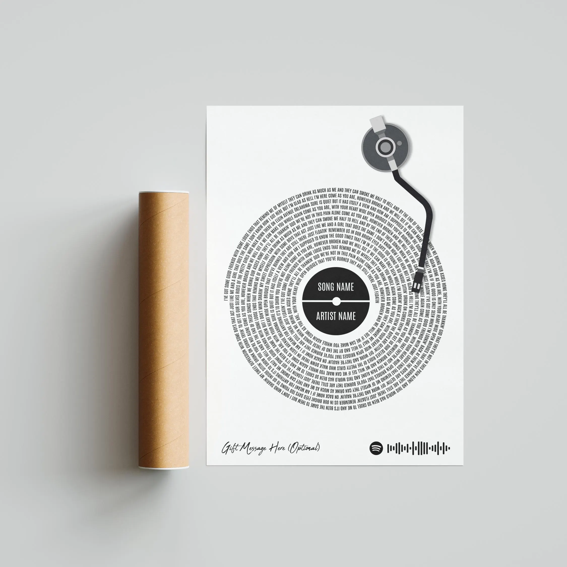 Custom Vinyl Lyrics Print, Personalised Music Poster, Customizable Music Gift, Anniversary Gift, Wedding Song Dance, Valentine's Gift – Calm Wall Art by Artsify thumbnail 4