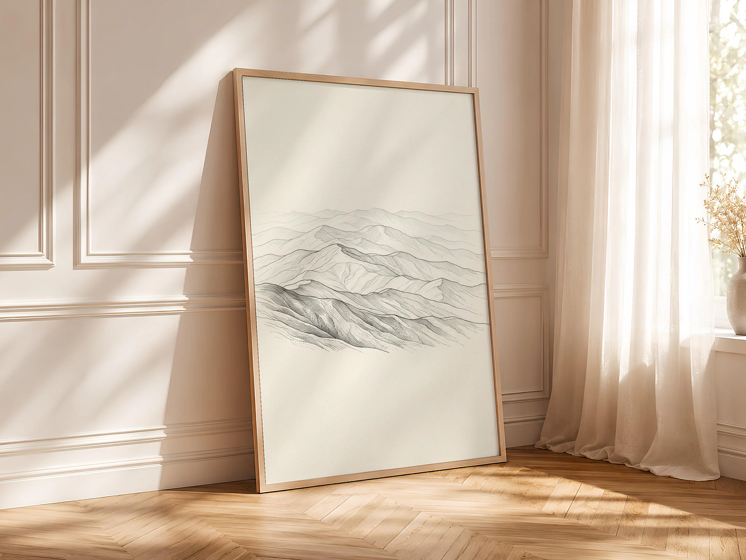 Rolling Hills Line Art Print, Layered Ridgeline Ink Sketch, Minimalist Poster, Office Decor, Housewarming Gift – Calm Wall Art by Artsify thumbnail 4