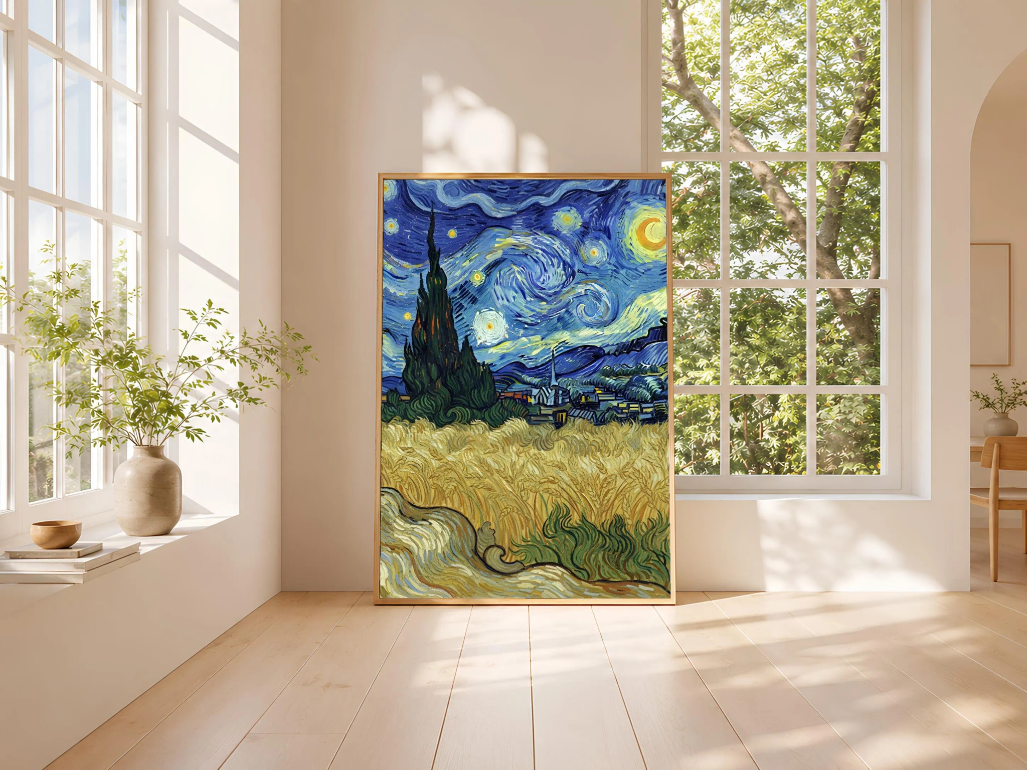 Van Gogh Style Cypress Print, Post Impressionist Twilight Poster, Swirling Sky Wall Art, Office Decor, Housewarming Gift – Calm Wall Art by Artsify thumbnail 3