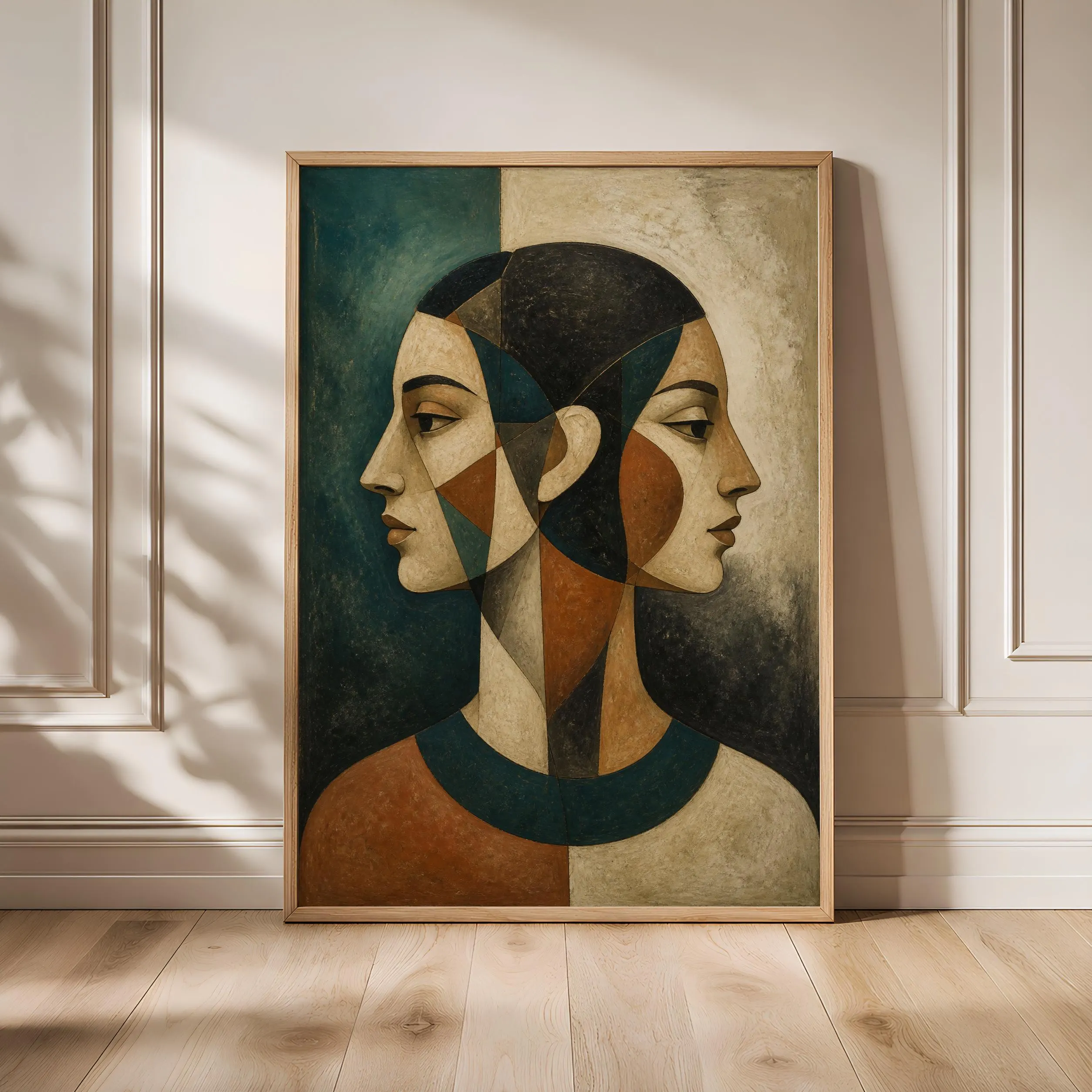 Dual View Portrait Print, Modernist Wall Art, Sienna Teal Poster, Housewarming Gift – Calm Wall Art by Artsify