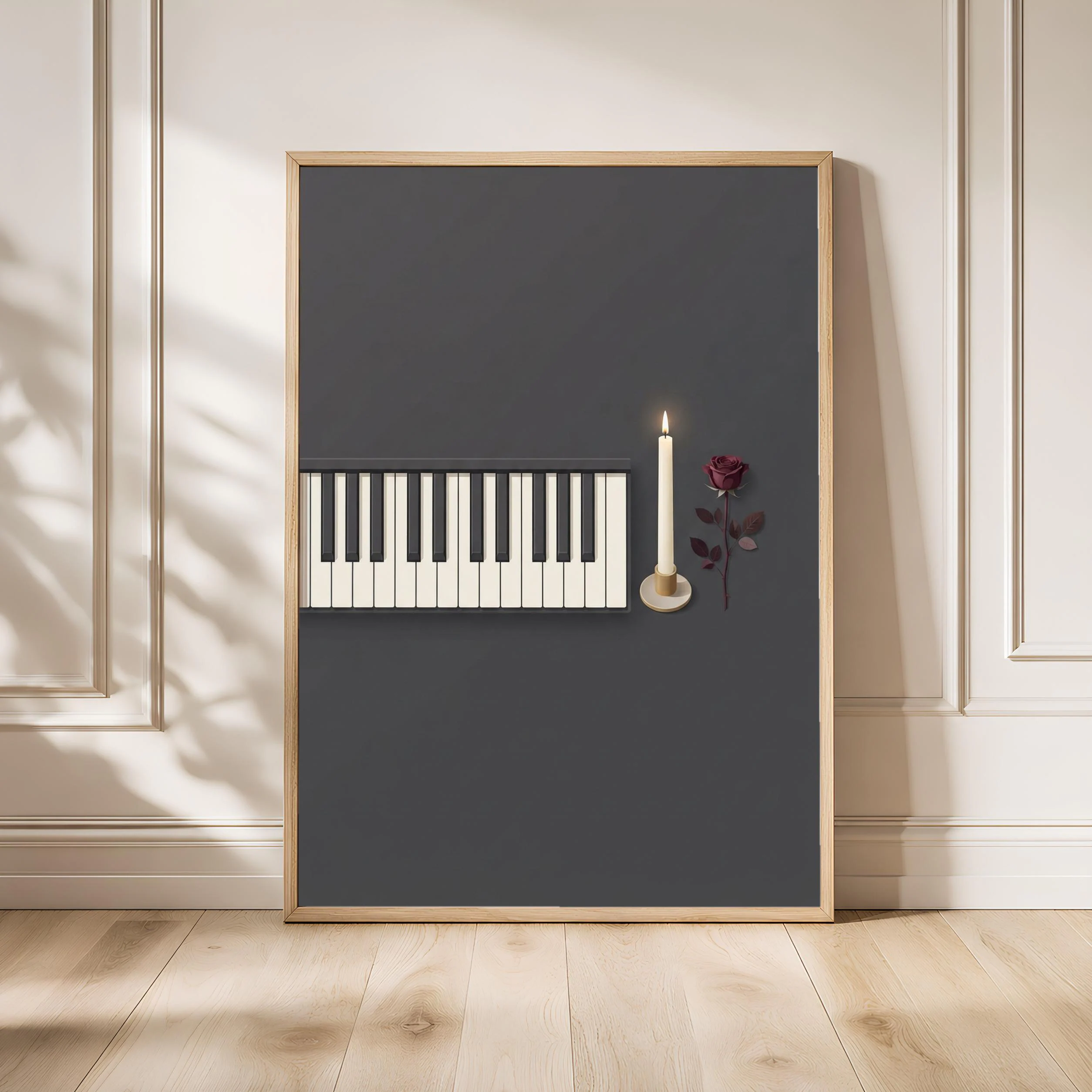 Piano Keys Print, Japandi Music Room Poster, Burgundy Wall Art, Musician Gift, Housewarming Gift – Calm Wall Art by Artsify