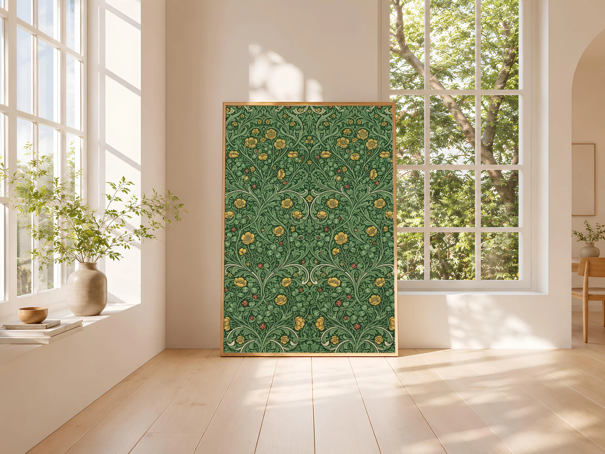 William Morris Style Print, Arts and Crafts Ladybird Poster, Buttercup Wall Art, Kitchen Decor, Housewarming Gift – Calm Wall Art by Artsify thumbnail 4