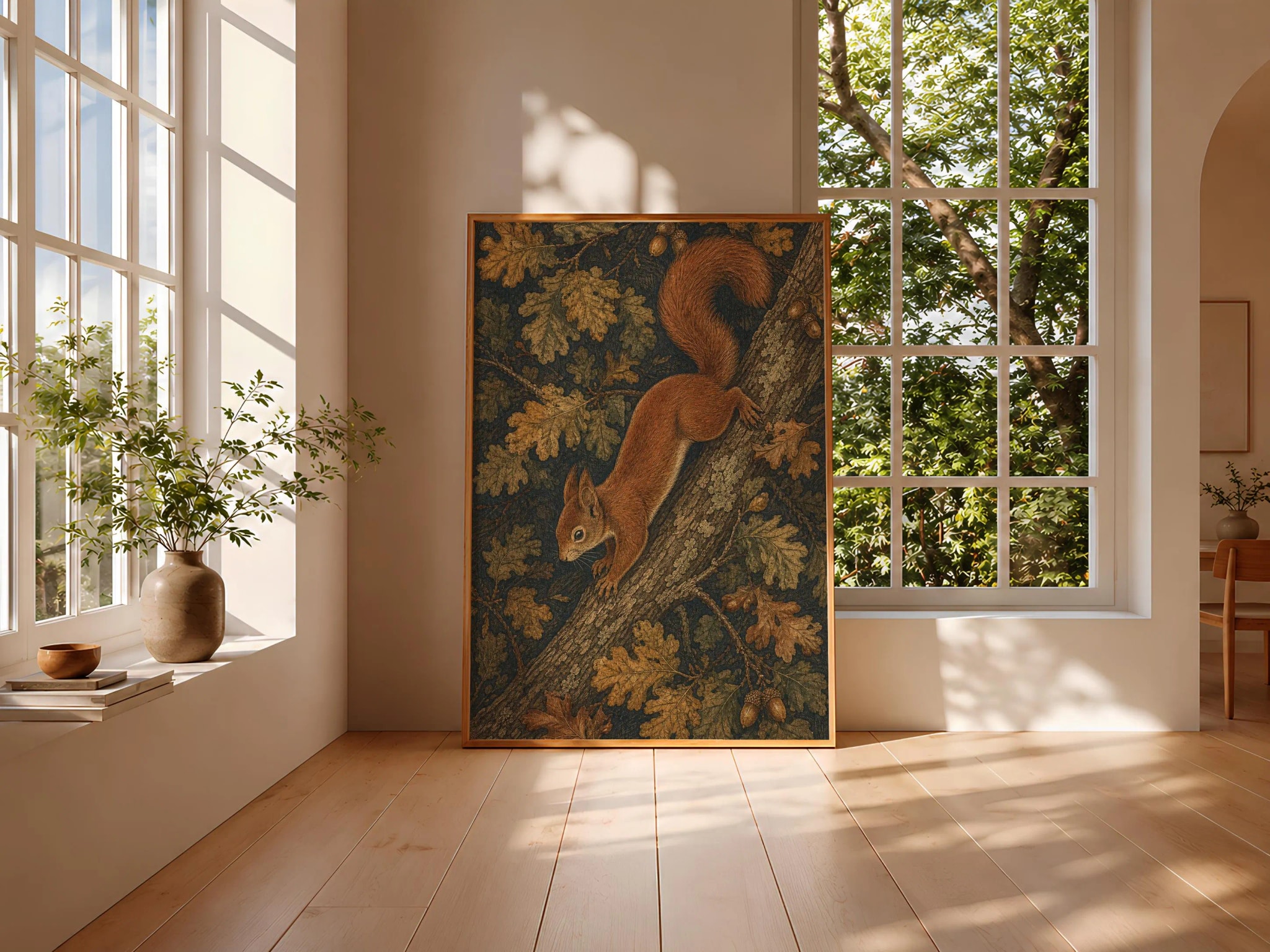 William Morris Squirrel Print, Red Squirrel Wall Art, Oak Woodland Poster, Autumn Cottagecore Decor, Housewarming Gift – Calm Wall Art by Artsify thumbnail 3