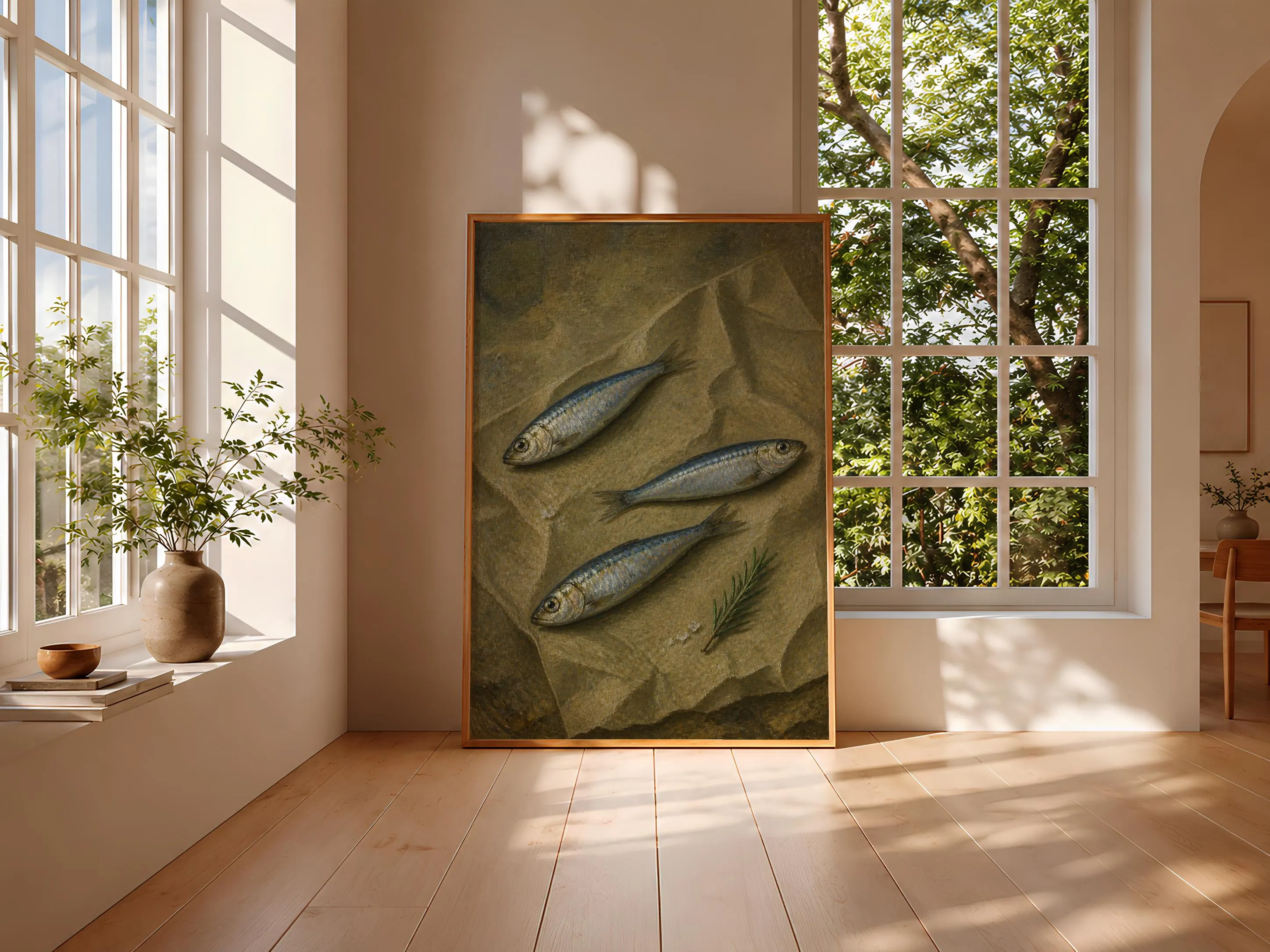 Sardine Still Life Print, Vintage Oil Painting Wall Art, Coastal Kitchen Poster, Housewarming Gift – Calm Wall Art by Artsify thumbnail 3