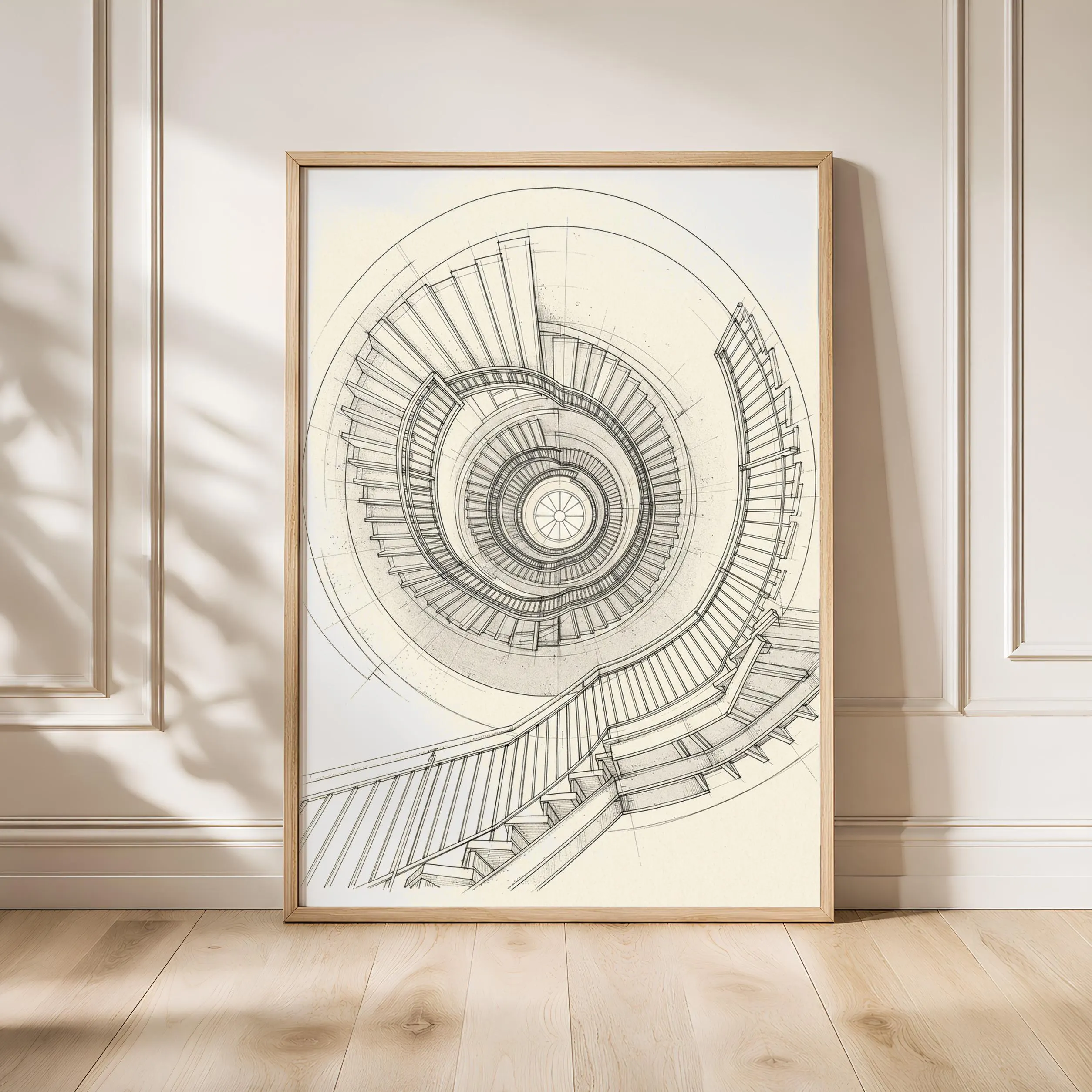 Spiral Staircase Line Art Print, Architectural Ink Sketch, Modern Poster, Office Decor, Housewarming Gift – Calm Wall Art by Artsify
