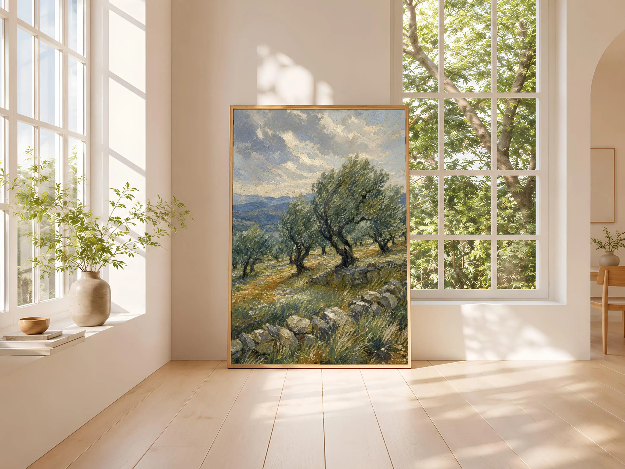 Olive Grove Painting Print, Mediterranean Landscape Wall Art, Post Impressionist Poster, Rustic Countryside Decor, Housewarming Gift – Calm Wall Art by Artsify thumbnail 3