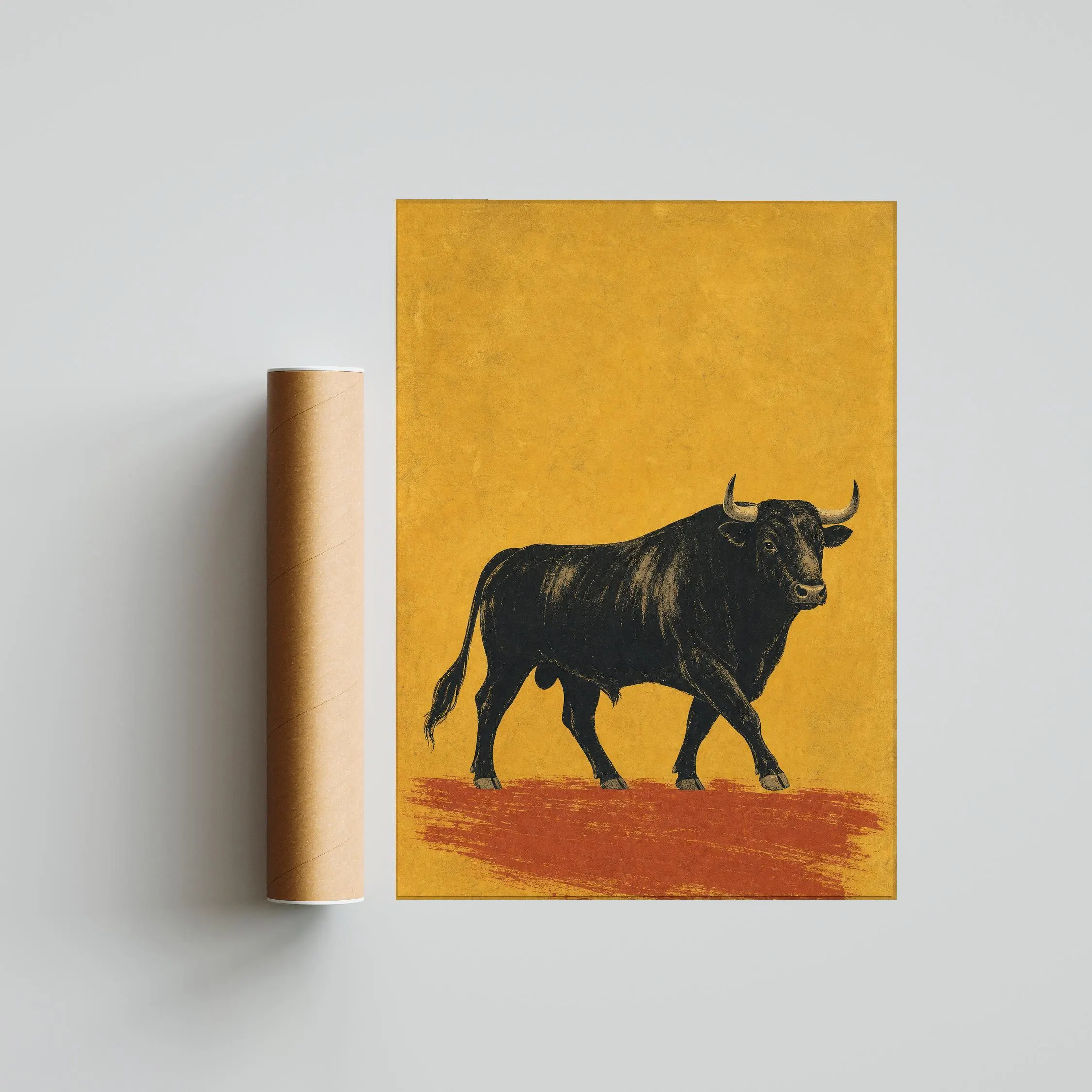 Vintage Bull Poster Print, Minimalist Animal Wall Art, Spanish Bull Decor, Mid Century Ranch Art, Housewarming Gift – Calm Wall Art by Artsify thumbnail 5