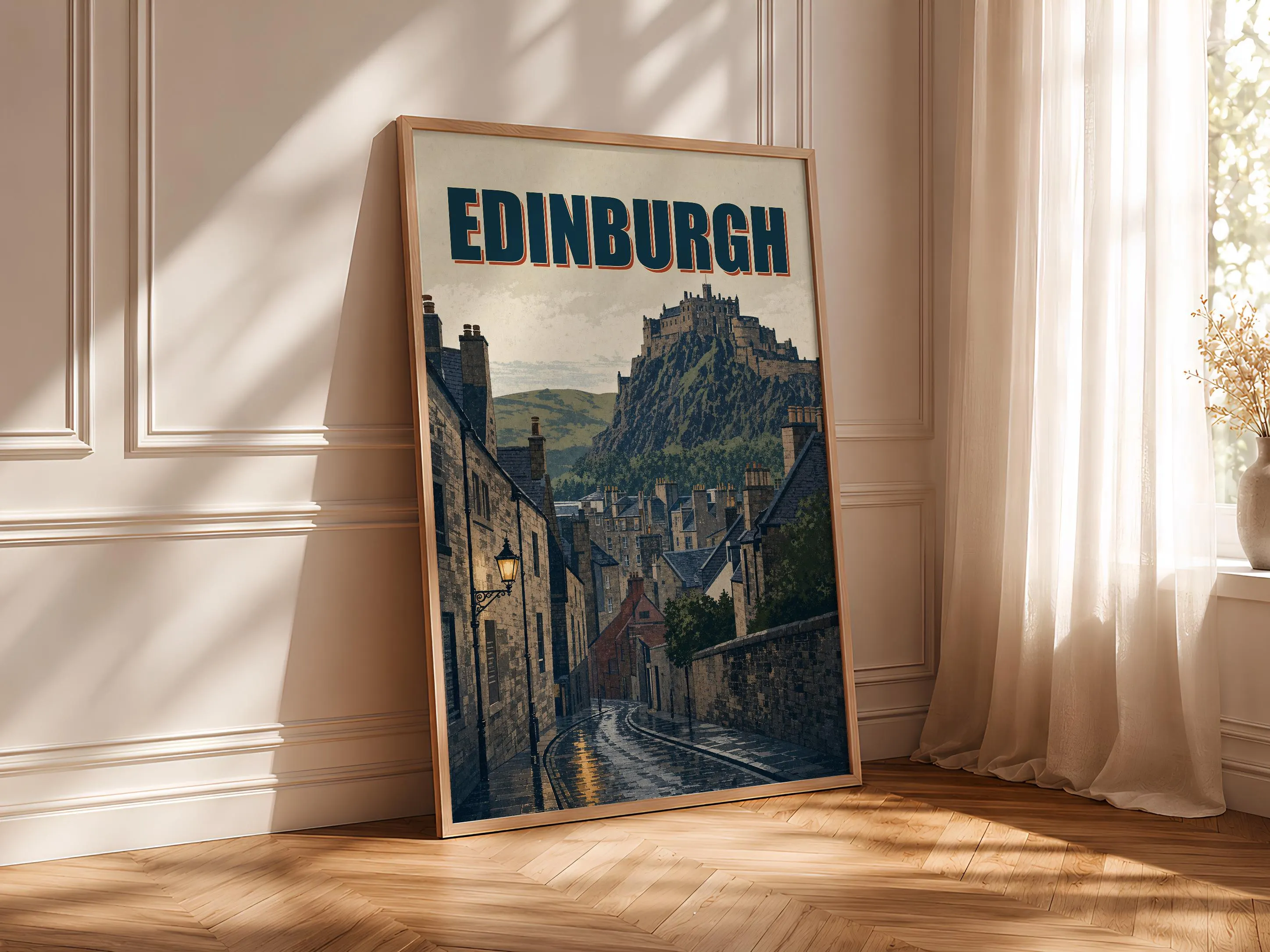 Edinburgh Travel Poster Print, Vintage Skyline Wall Art, Bold Typography Poster, City Name Wall Decor, Housewarming Gift – Calm Wall Art by Artsify thumbnail 4