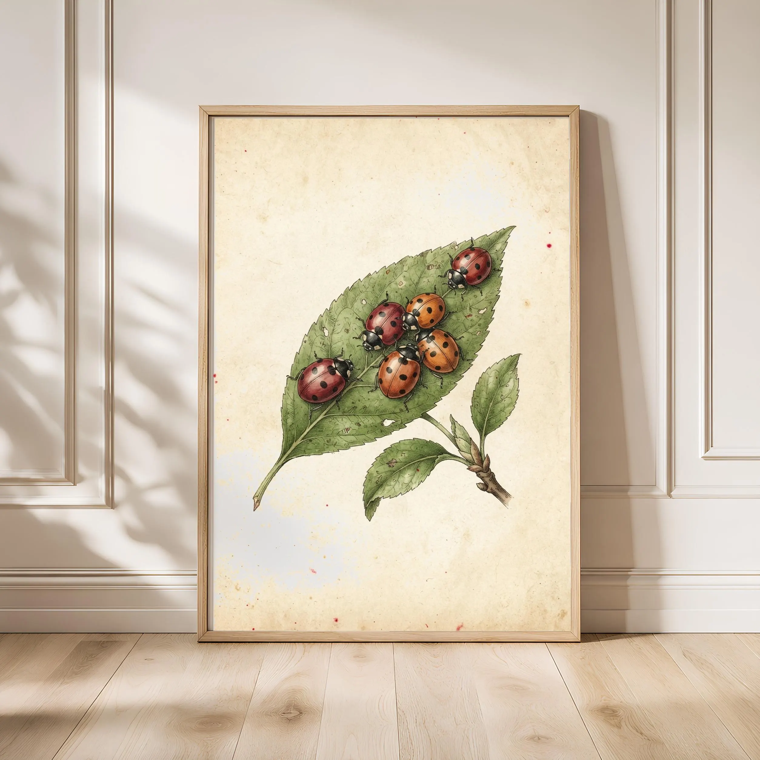Ladybird Beetle Print, Vintage Botanical Poster, Red Wall Art, Cottagecore Decor, Housewarming Gift – Calm Wall Art by Artsify