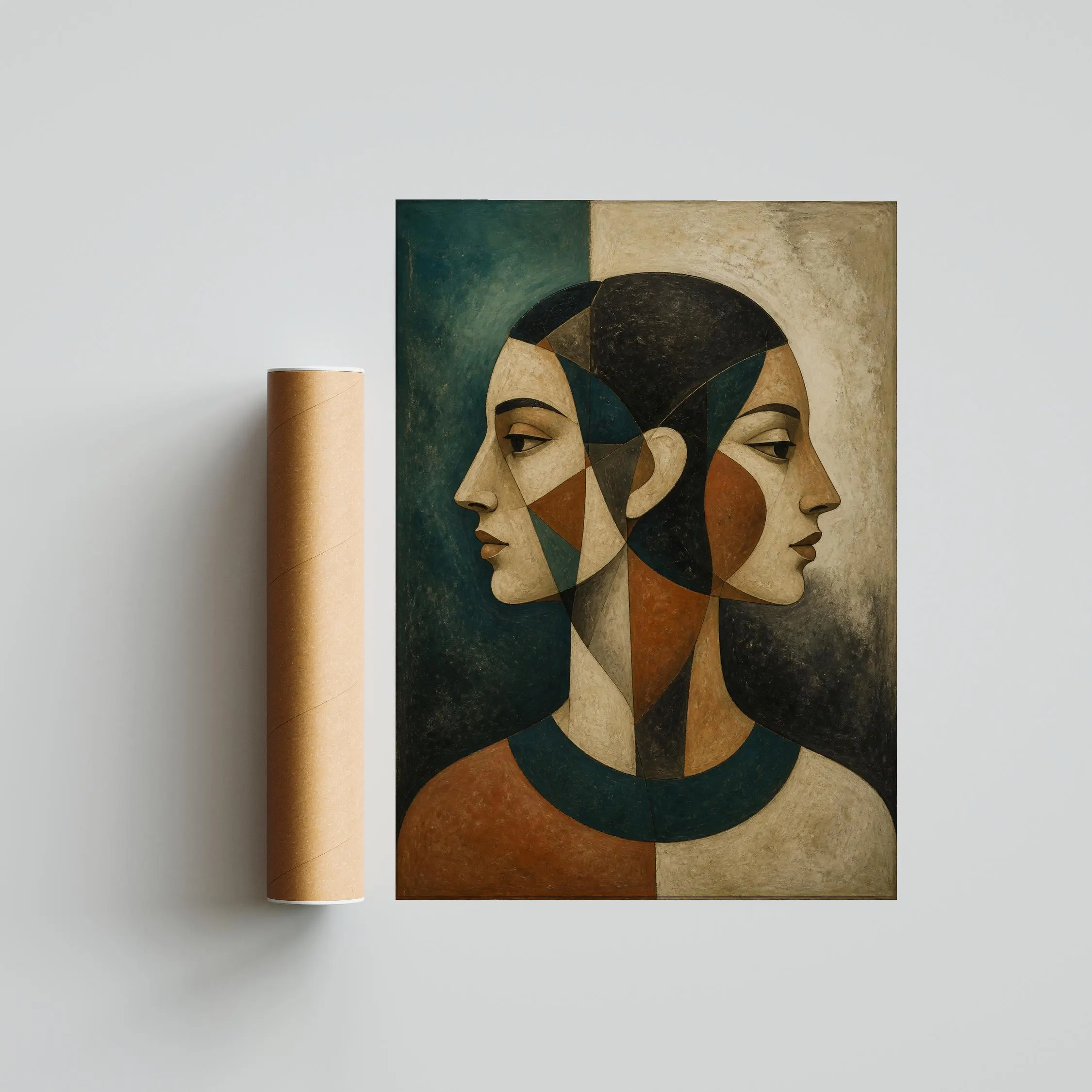 Dual View Portrait Print, Modernist Wall Art, Sienna Teal Poster, Housewarming Gift – Calm Wall Art by Artsify thumbnail 5