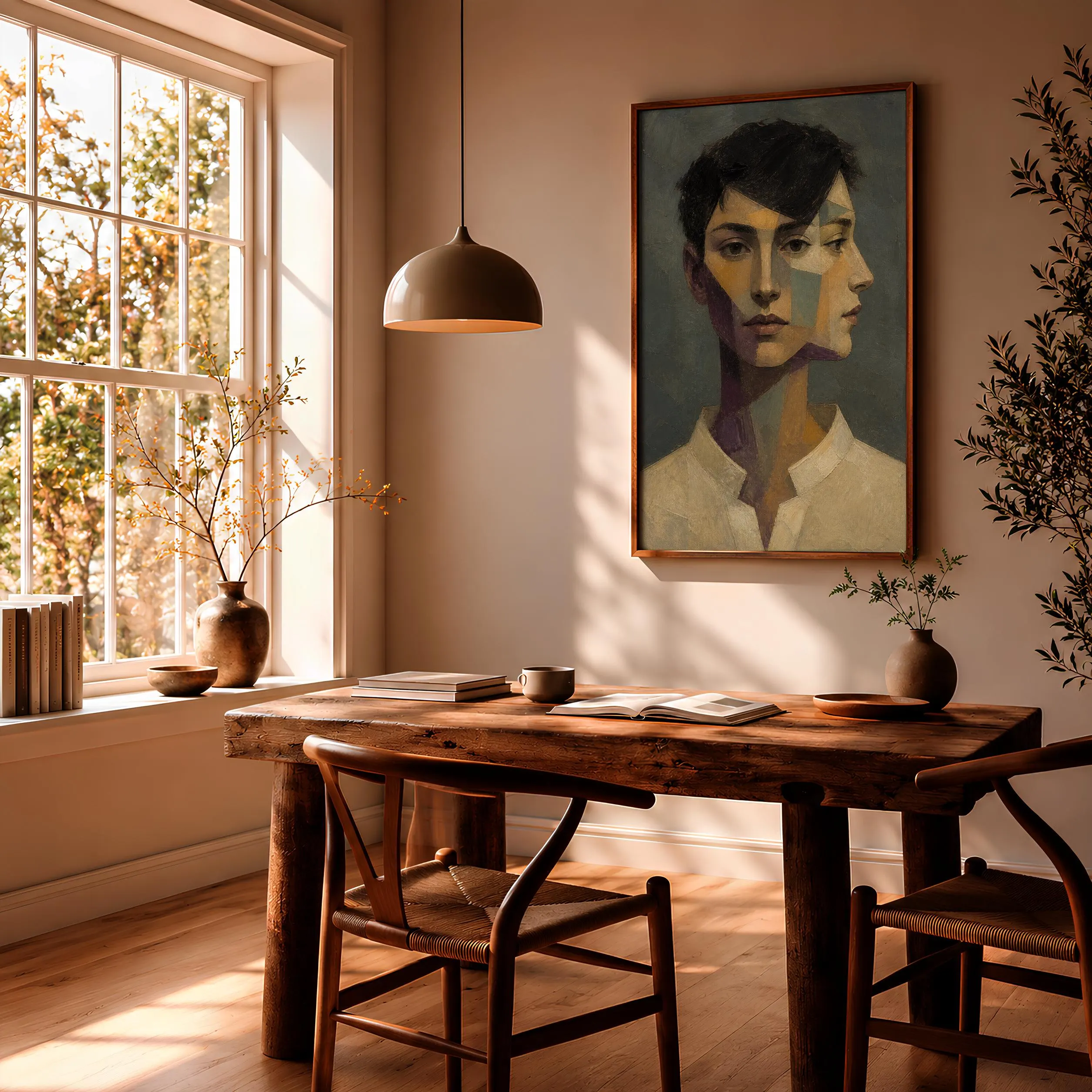 Dual View Portrait Print, Modernist Wall Art, Plum Celadon Poster, Housewarming Gift – Calm Wall Art by Artsify thumbnail 2