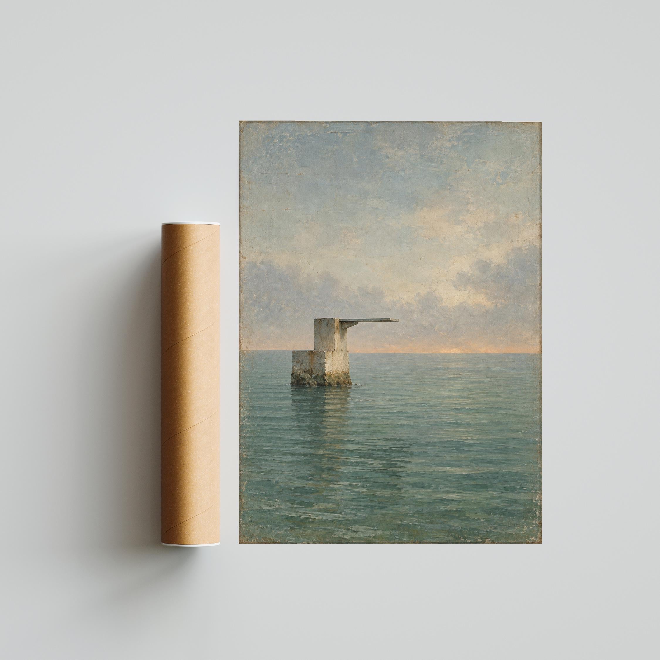 Empty Sea Platform Print, Minimal Dawn Swim Club Painting – Calm Wall Art by Artsify thumbnail 5